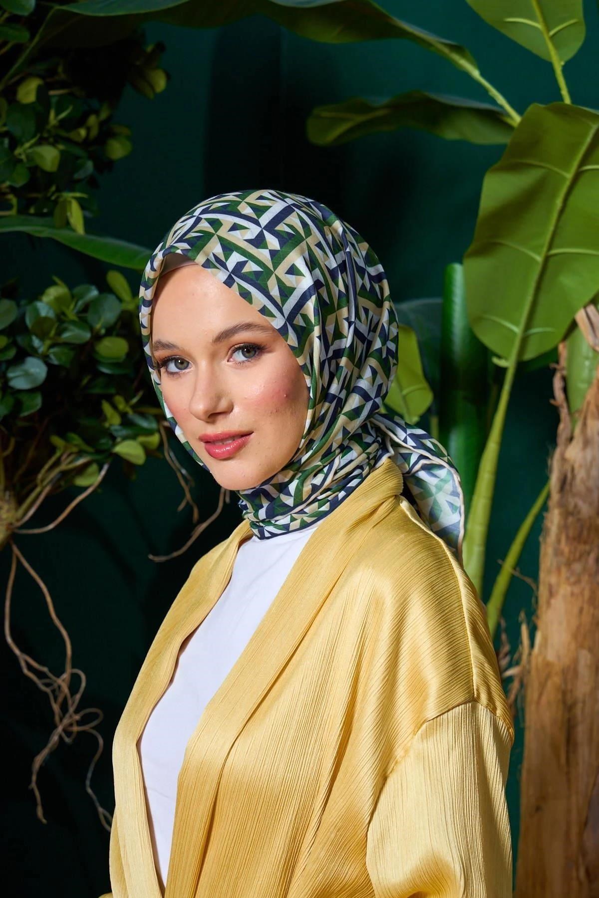 Marrakech Koleksiyon Soft Eşarp Haki Mor 1203-15