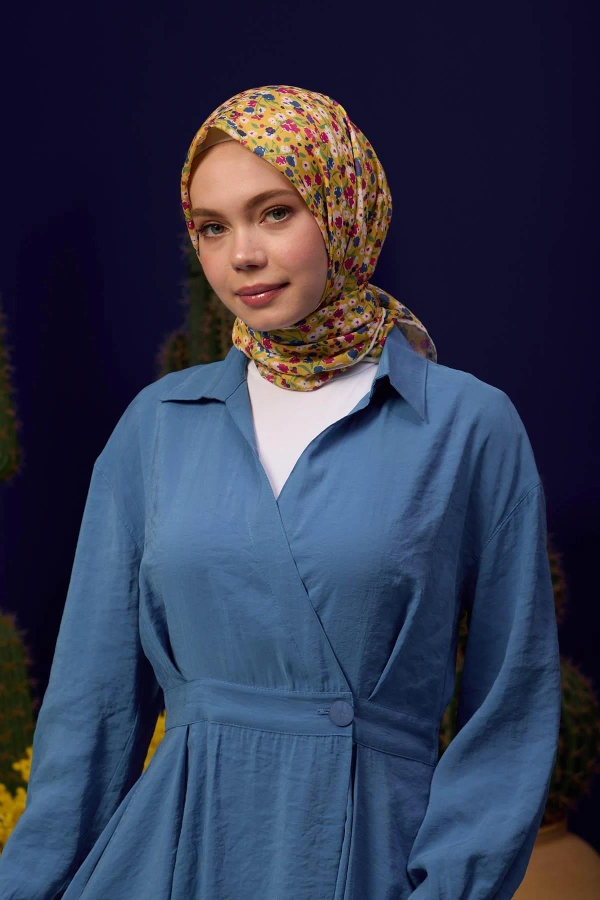 Marrakech Koleksiyon Soft Eşarp Hardal Krem 1193-03