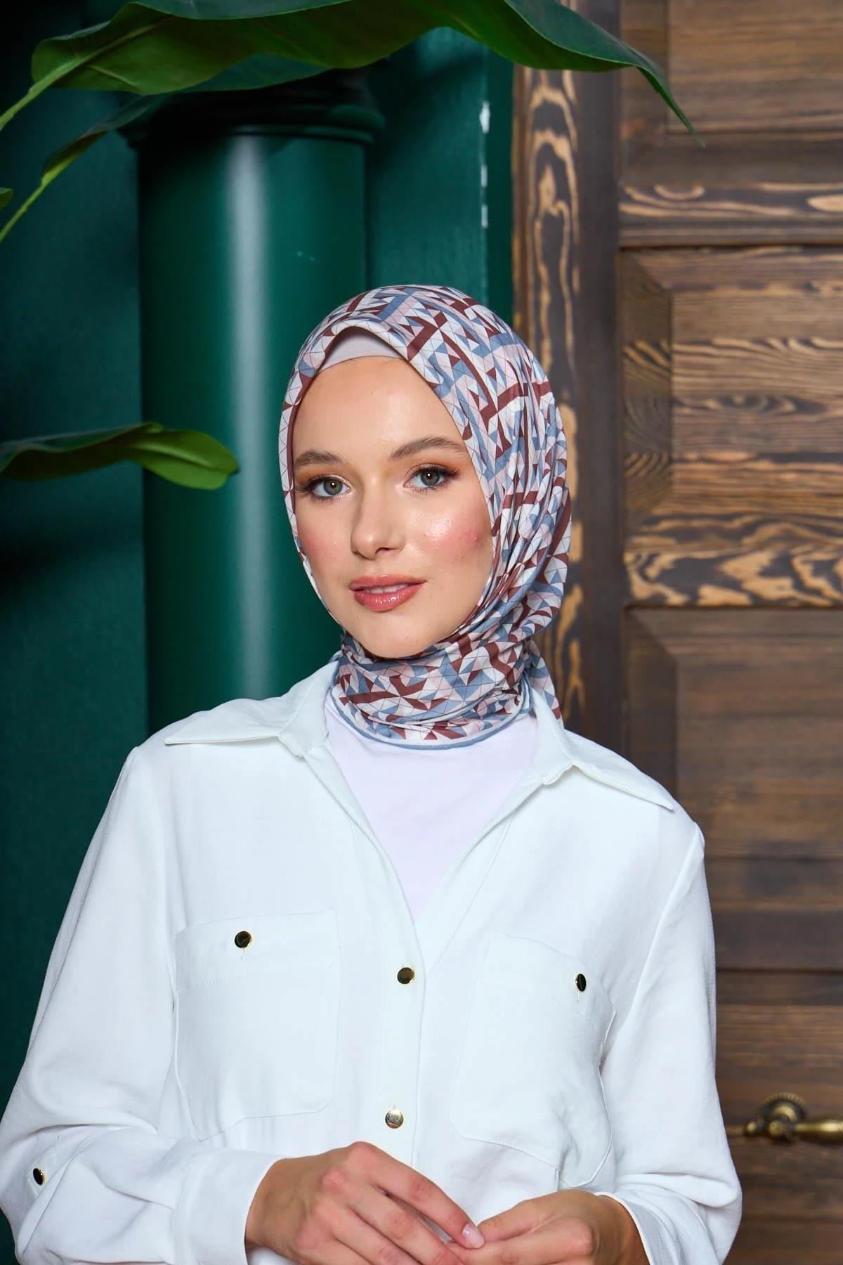 Marrakech Koleksiyon Soft Eşarp Kahve Lavanta 1203-08