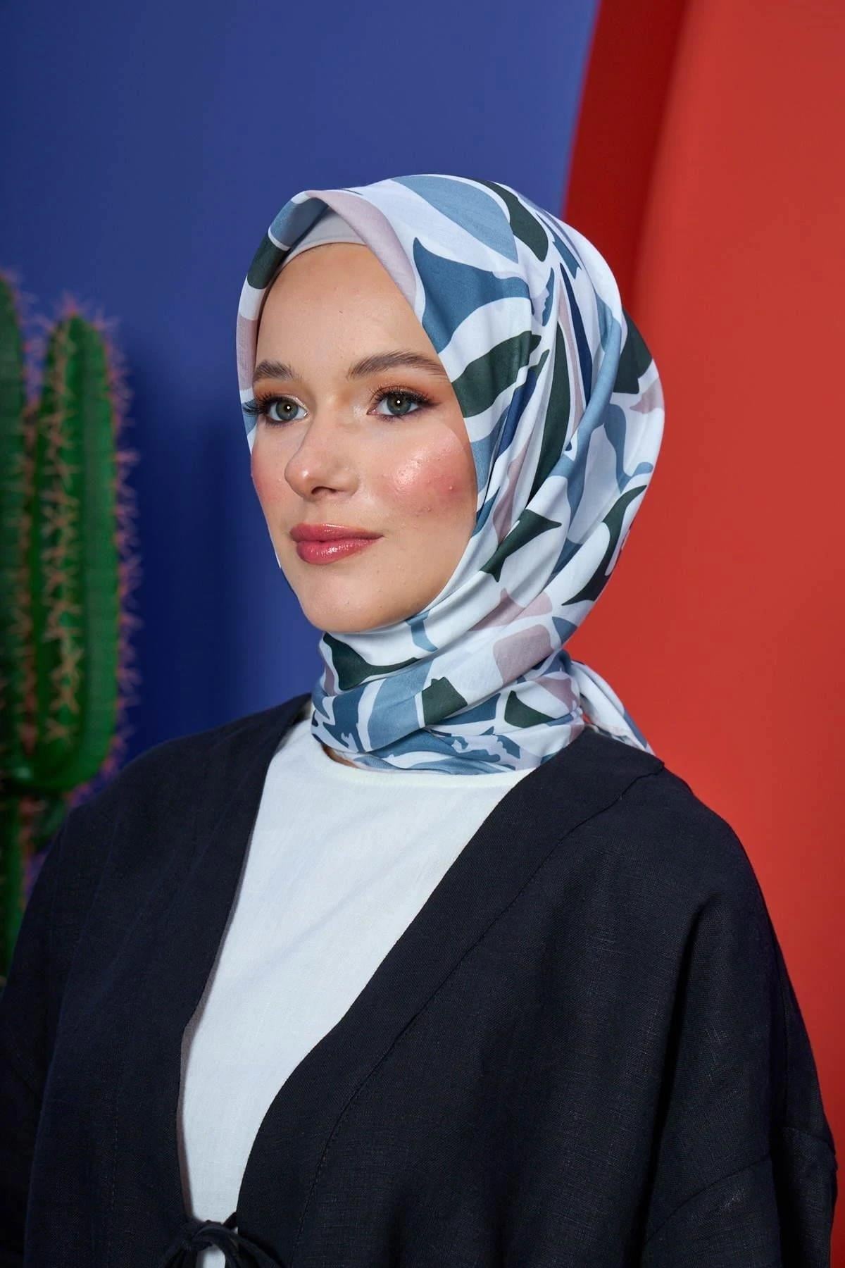Marrakech Koleksiyon Soft Eşarp Koyu Yeşil Gri 1206-06