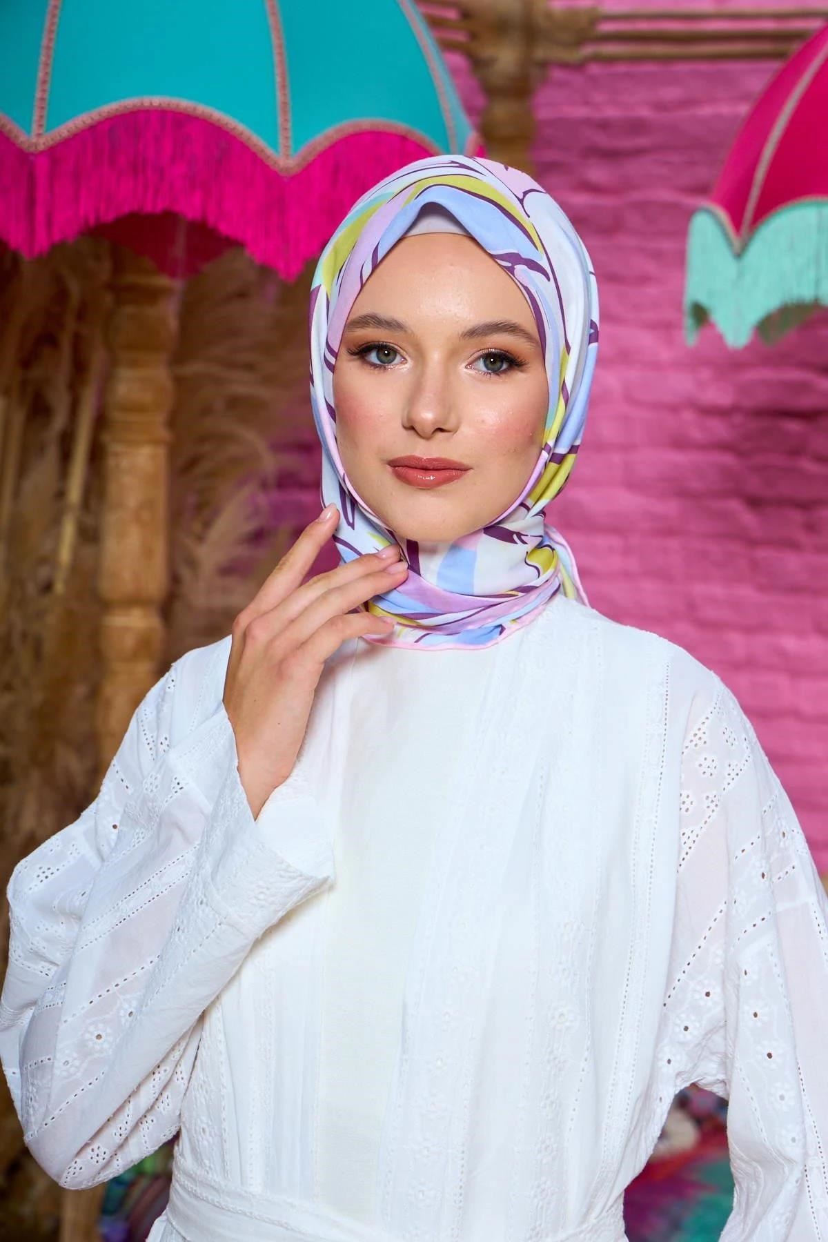 Marrakech Koleksiyon Soft Eşarp Lila Mavi 1199-02