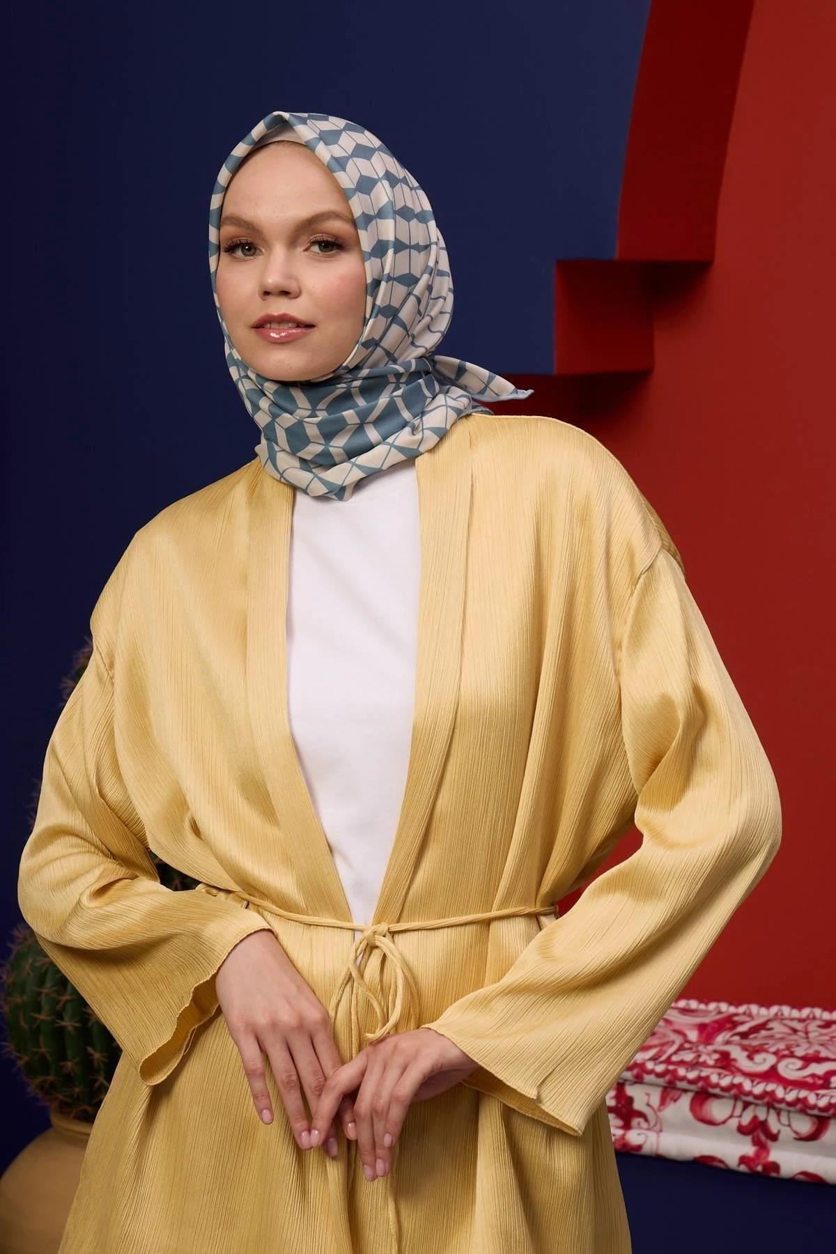 Marrakech Koleksiyon Soft Eşarp Mavi Krem 1194-11