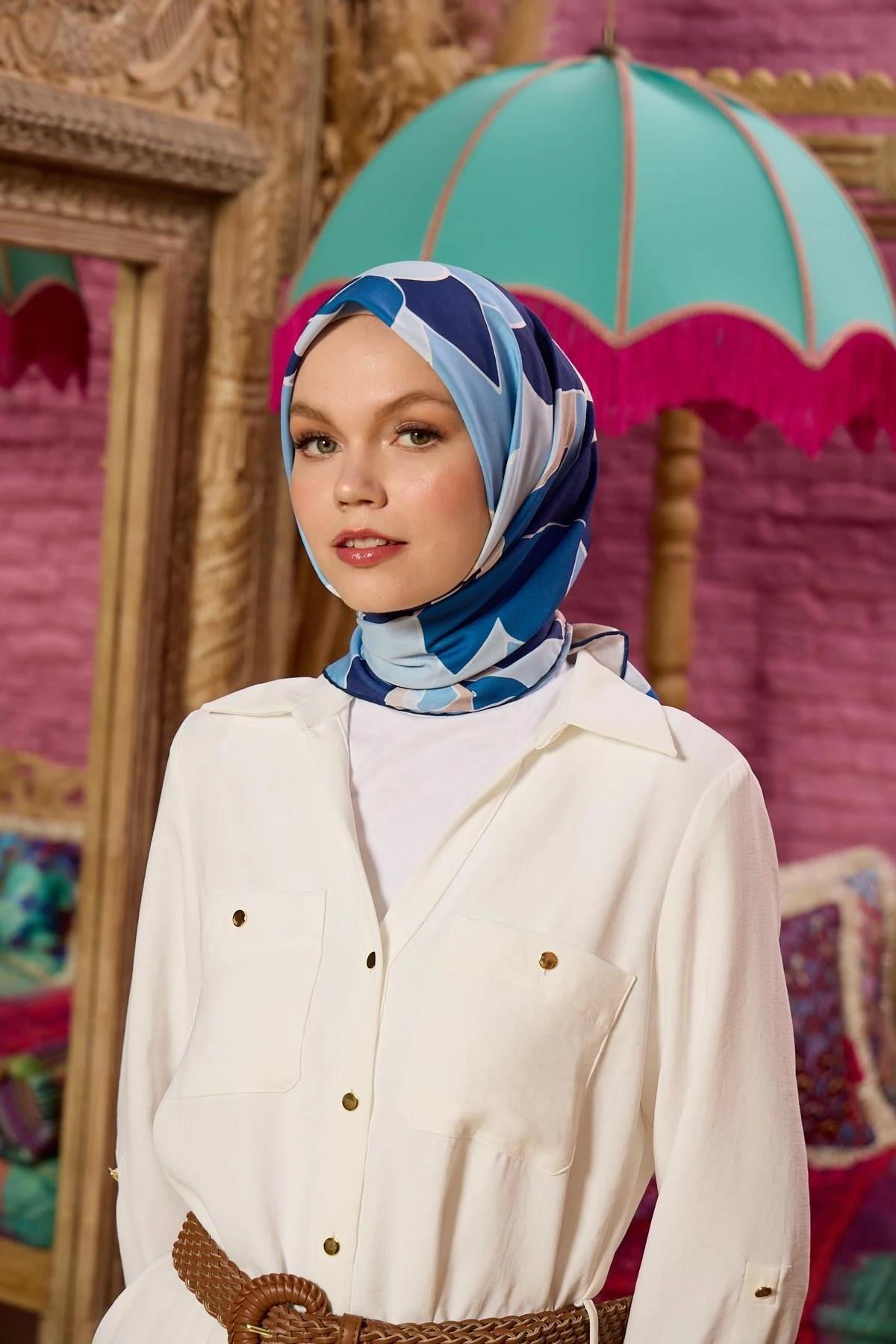 Marrakech Koleksiyon Soft Eşarp Mavi Lacivert 1198-14