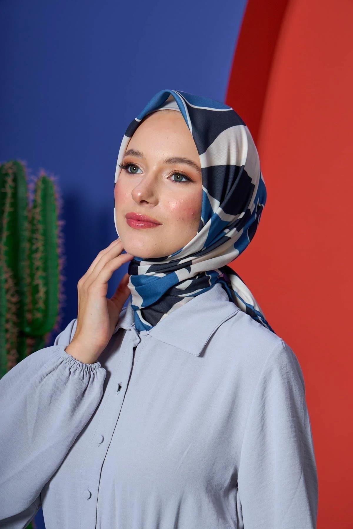 Marrakech Koleksiyon Soft Eşarp Mor Siyah 1207-06
