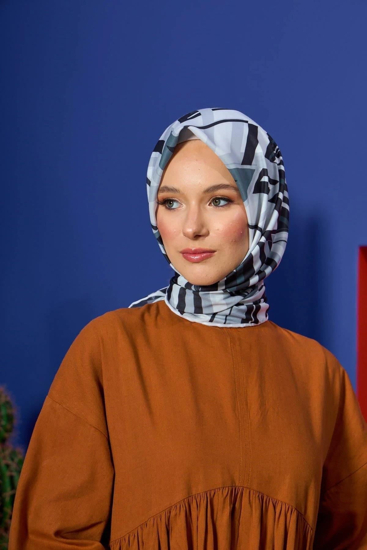 Marrakech Koleksiyon Soft Eşarp Siyah Açık Gri 1208-07