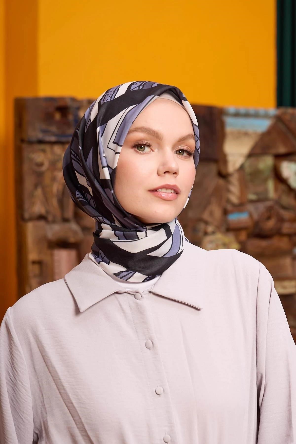 Marrakech Koleksiyon Soft Eşarp Siyah Gri 1197-02