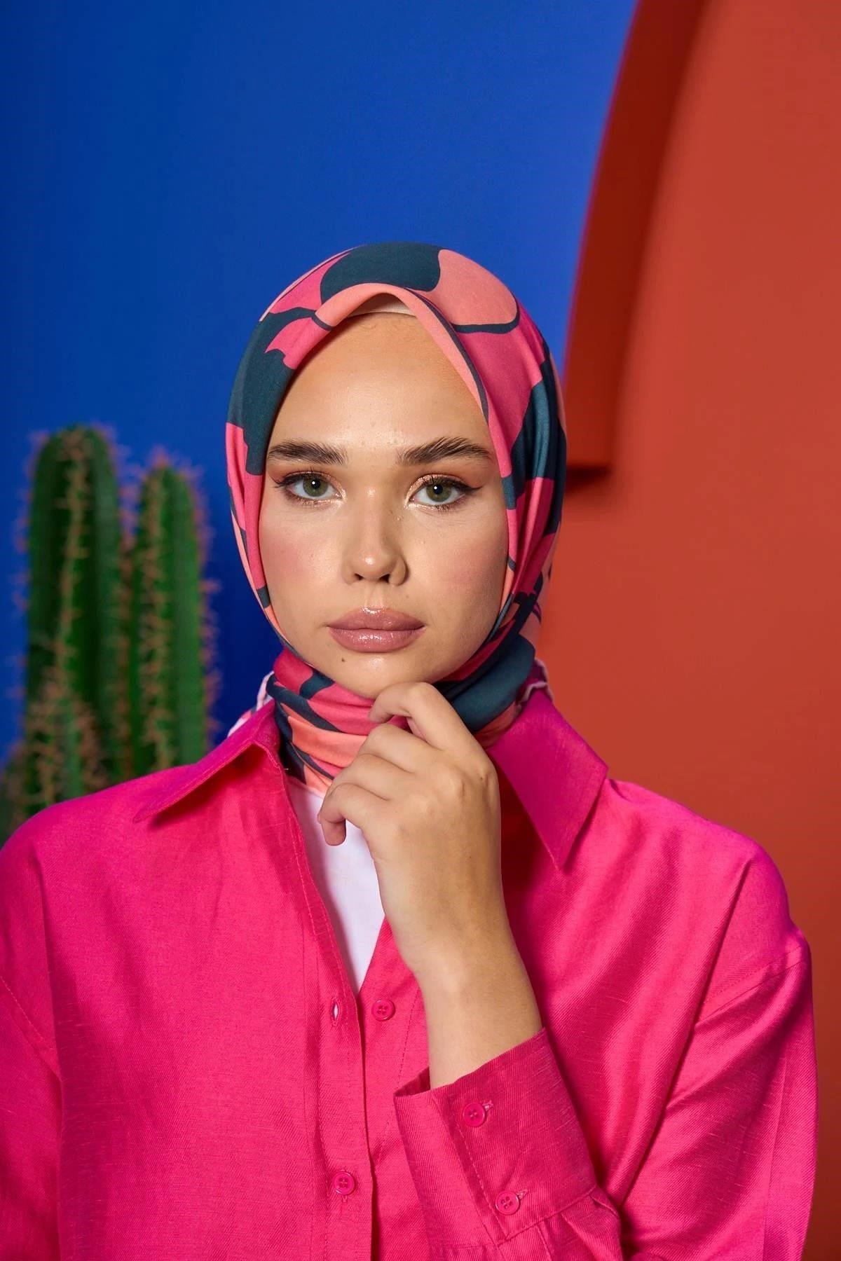Marrakech Koleksiyon Soft Eşarp Siyah Somon 1207-14