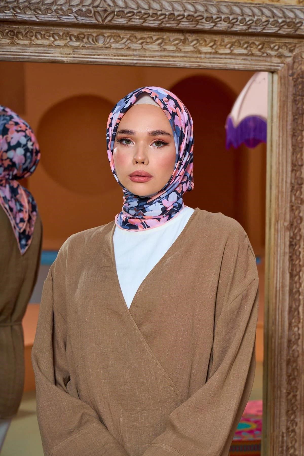 Marrakech Koleksiyon Soft Eşarp Somon Patlıcan Mor 1200-13