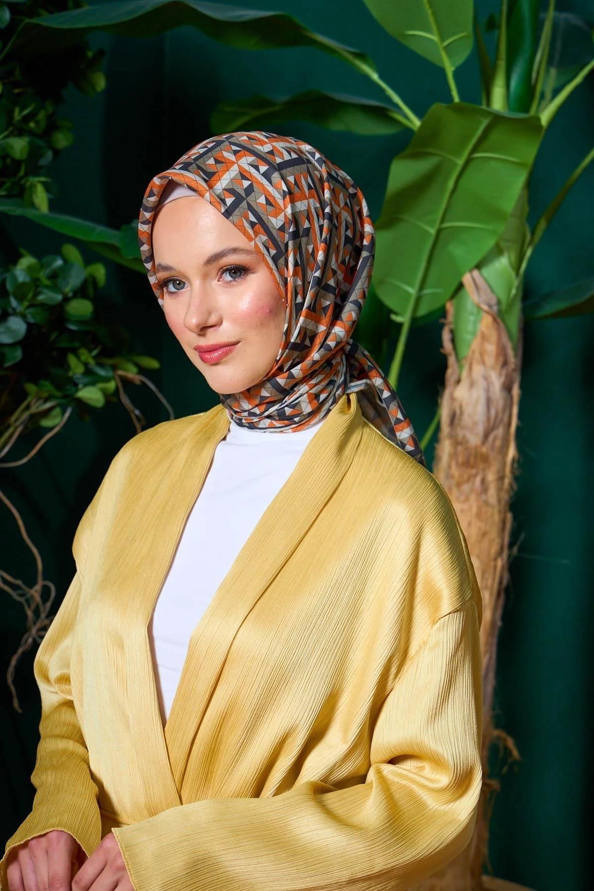 Marrakech Koleksiyon Soft Eşarp Turuncu Siyah 1203-13
