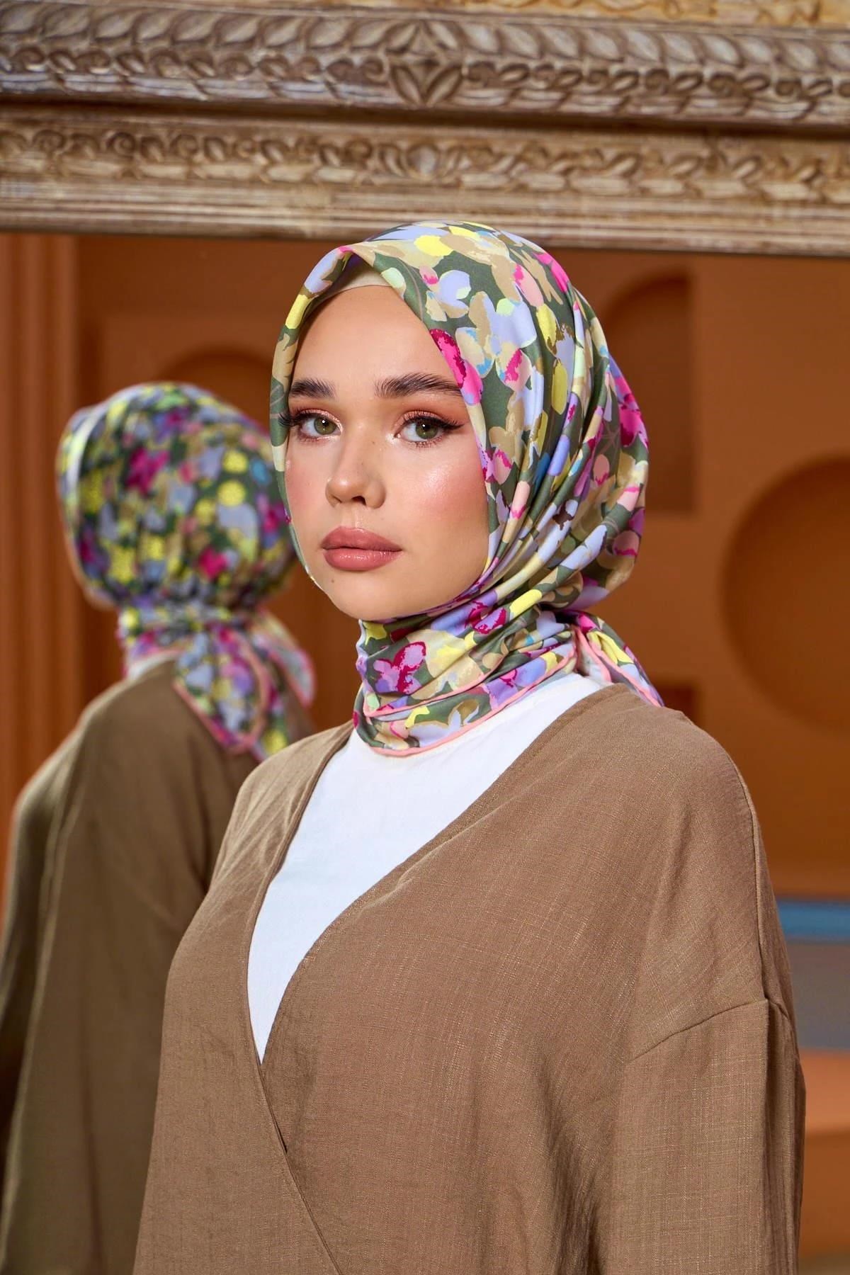 Marrakech Koleksiyon Soft Eşarp Yosun Yeşili Lavanta 1200-07