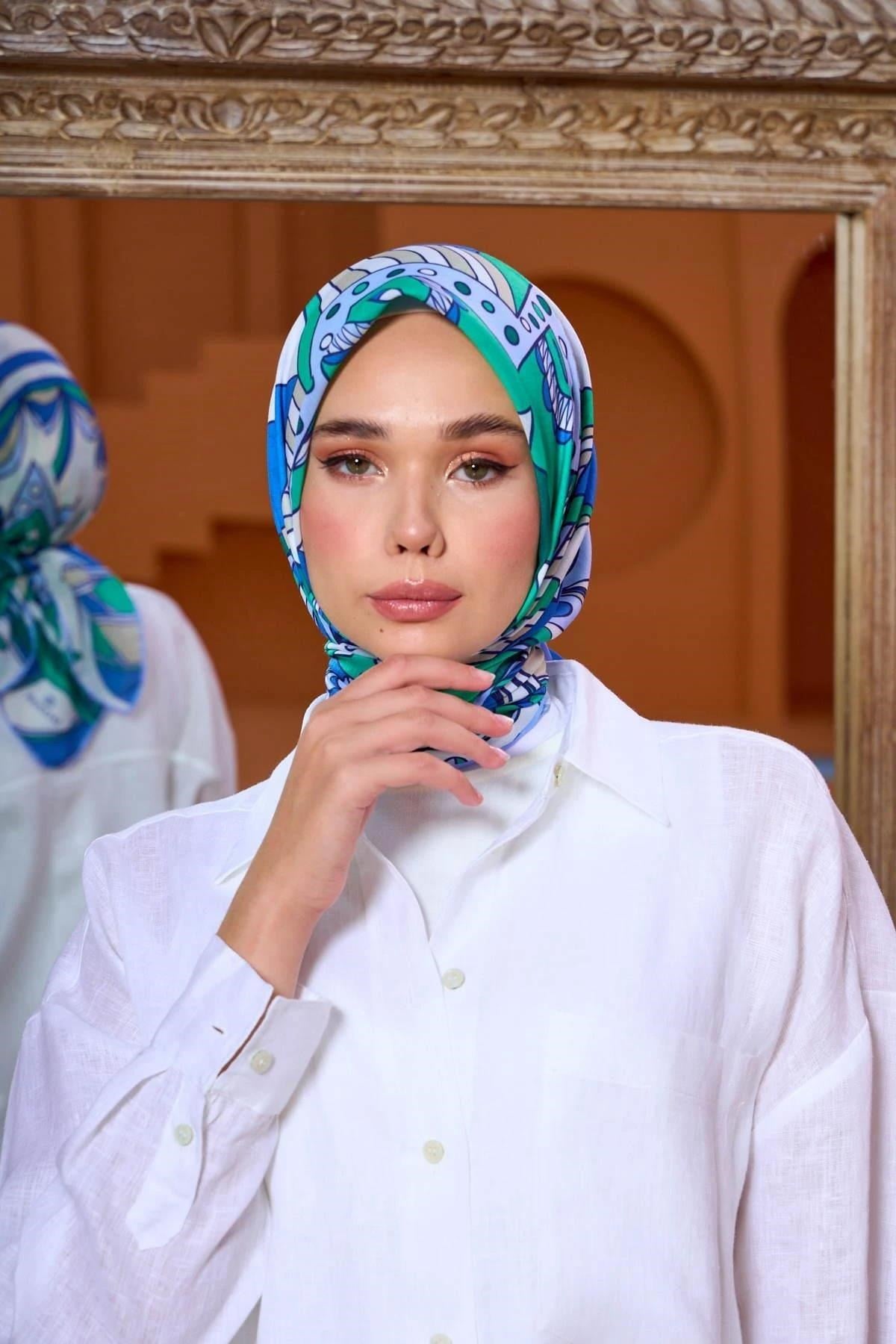 Marrakech Koleksiyon Soft Eşarp Zümrüt Açık Mavi 1202-08