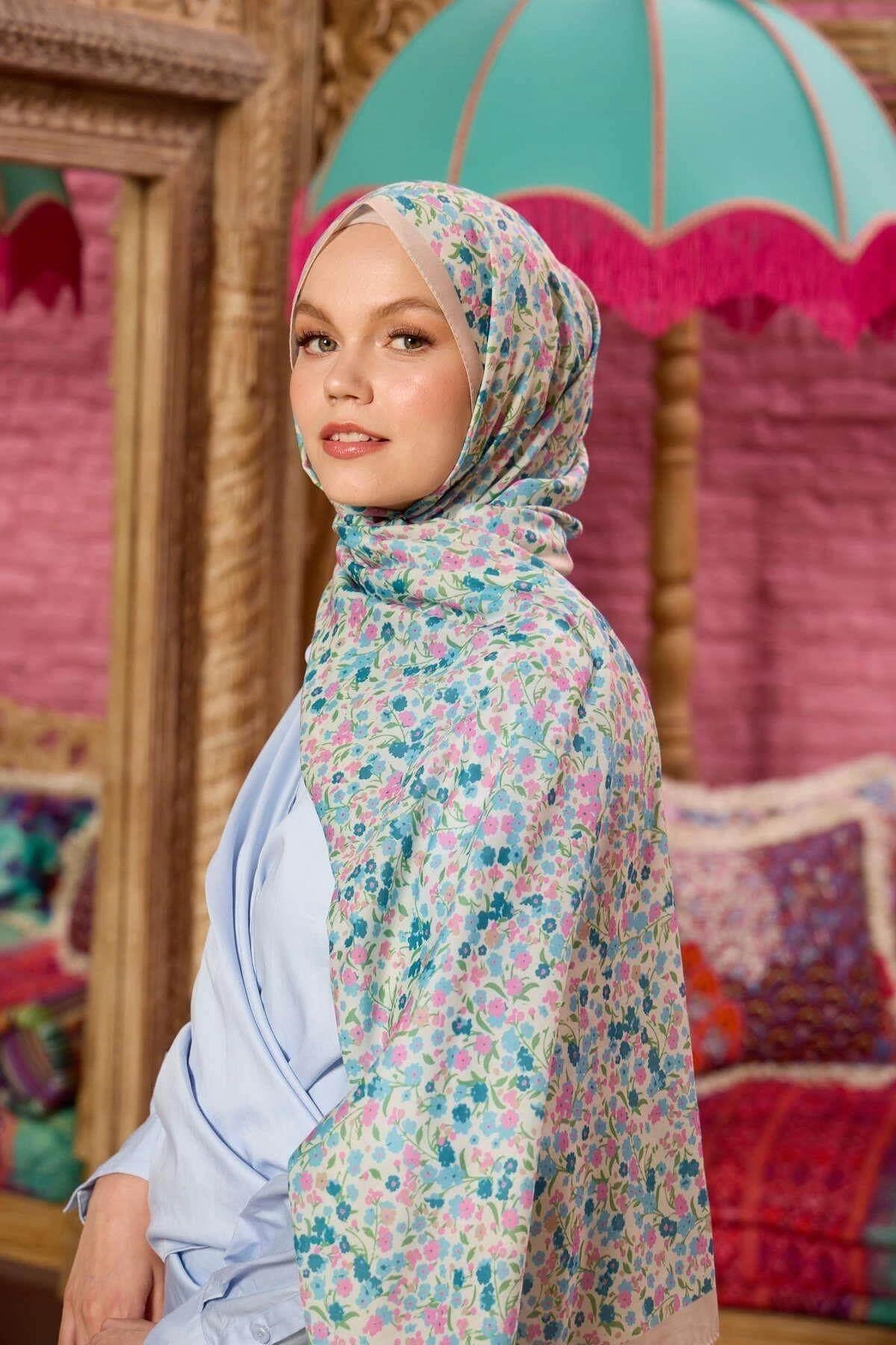 Marrakech Koleksiyon Soft Şal Krem Bebe Mavi 3046-15