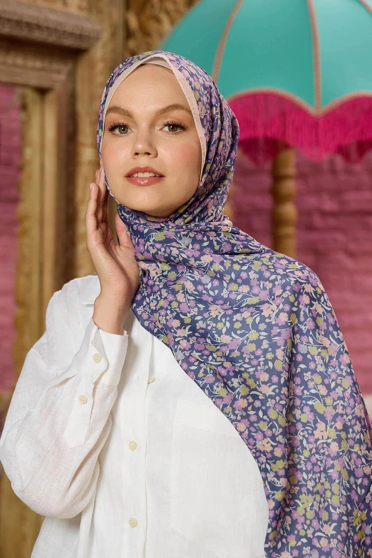 Marrakech Koleksiyon Soft Şal Pudra Mor 3046-08