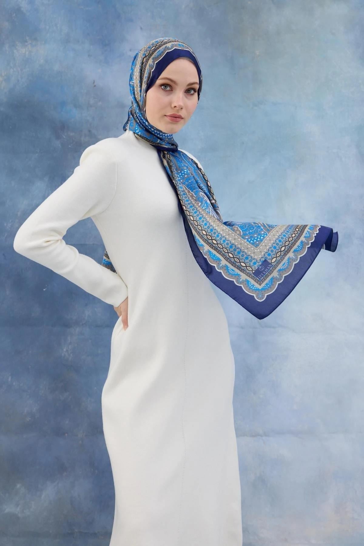 Mavi Hint Vual Şal - 5005-01