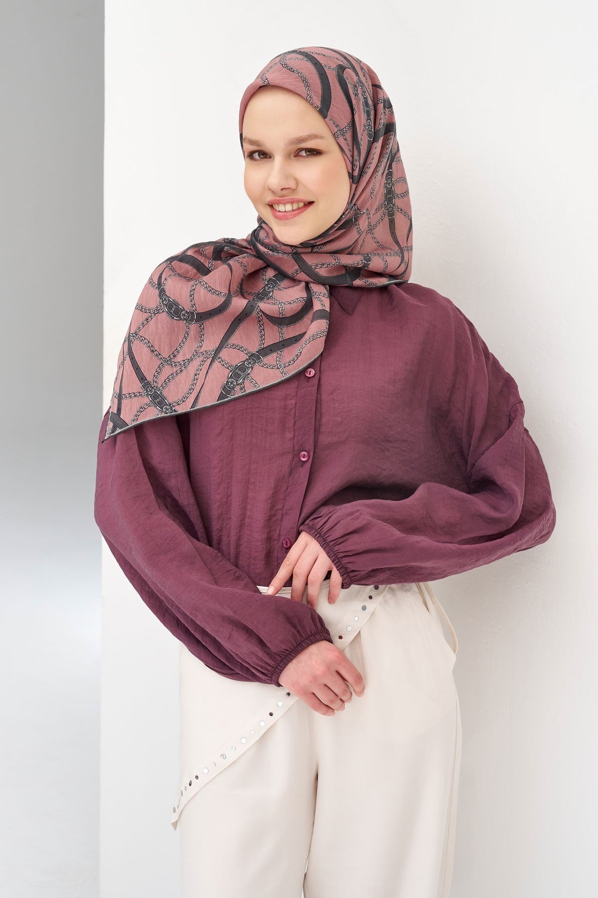 Monare Eşarp Kemer Pudra 90x90