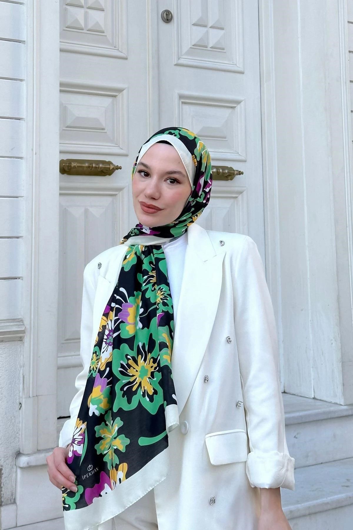 Nature Frezya Soft Şal Siyah Yeşil 3038-12
