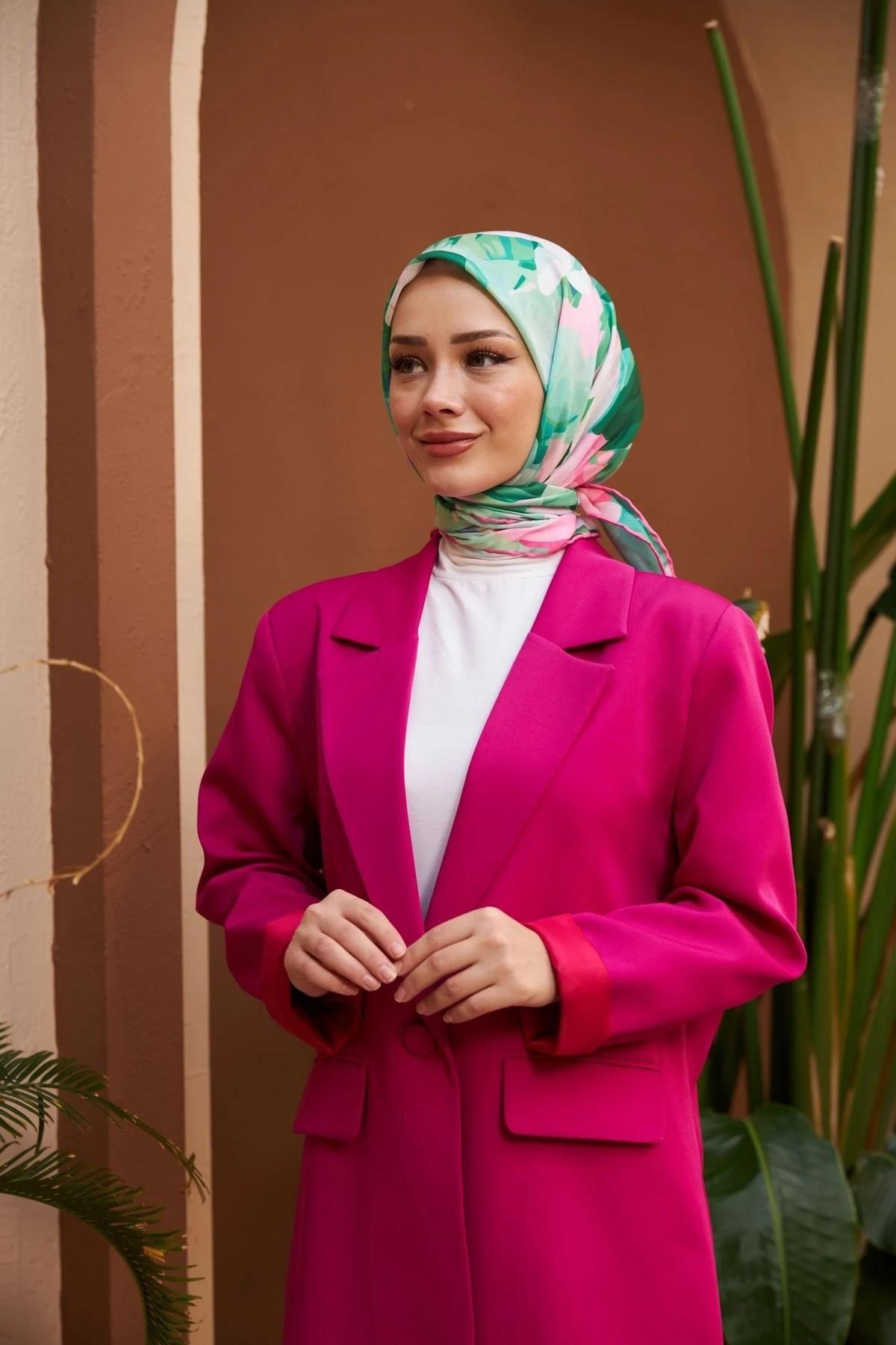Nature Line Rose Soft Eşarp Yeşil Pembe 1156-13
