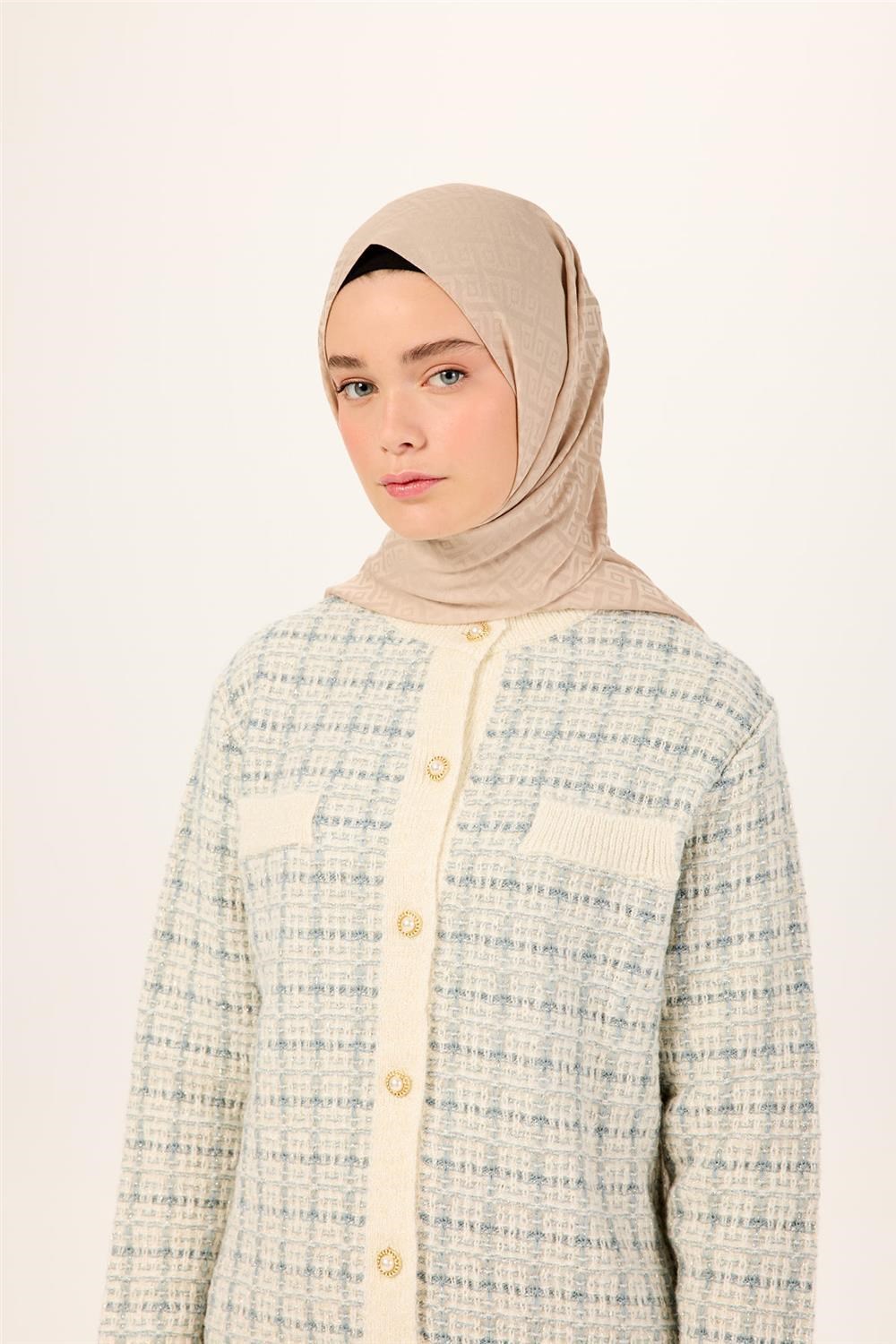Pamuk Polyester Liva Şal Bej Dokulu Nefes Alan Doğal Yapılı 90x200