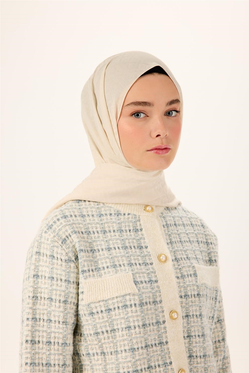 Pamuk Polyester Liva Şal Ekru Dokulu Nefes Alan Doğal Yapılı 90x200