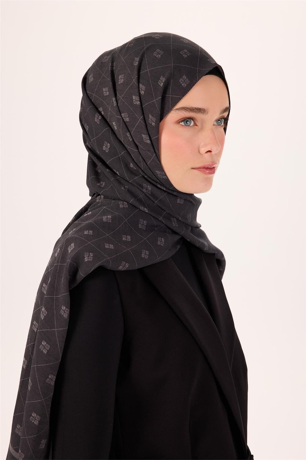 Pamuk Polyester Liva Şal Füme Desenli Tok Duruşlu 90x200
