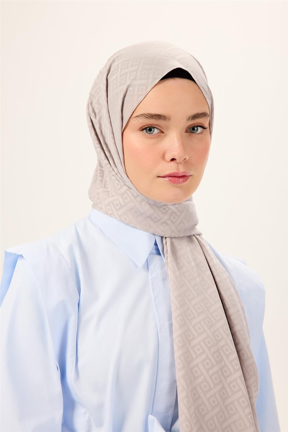 Pamuk Polyester Liva Şal Gümüş Dokulu Nefes Alan Doğal Yapılı 90x200