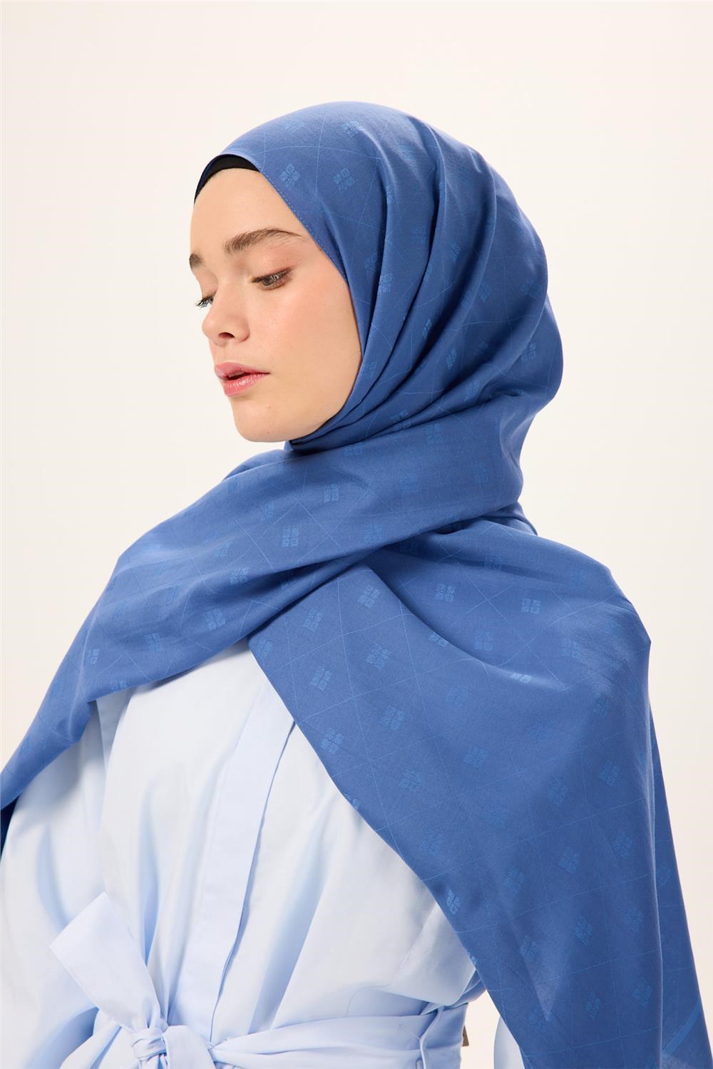 Pamuk Polyester Liva Şal İndigo Dokulu Nefes Alan Doğal Yapılı 90x200