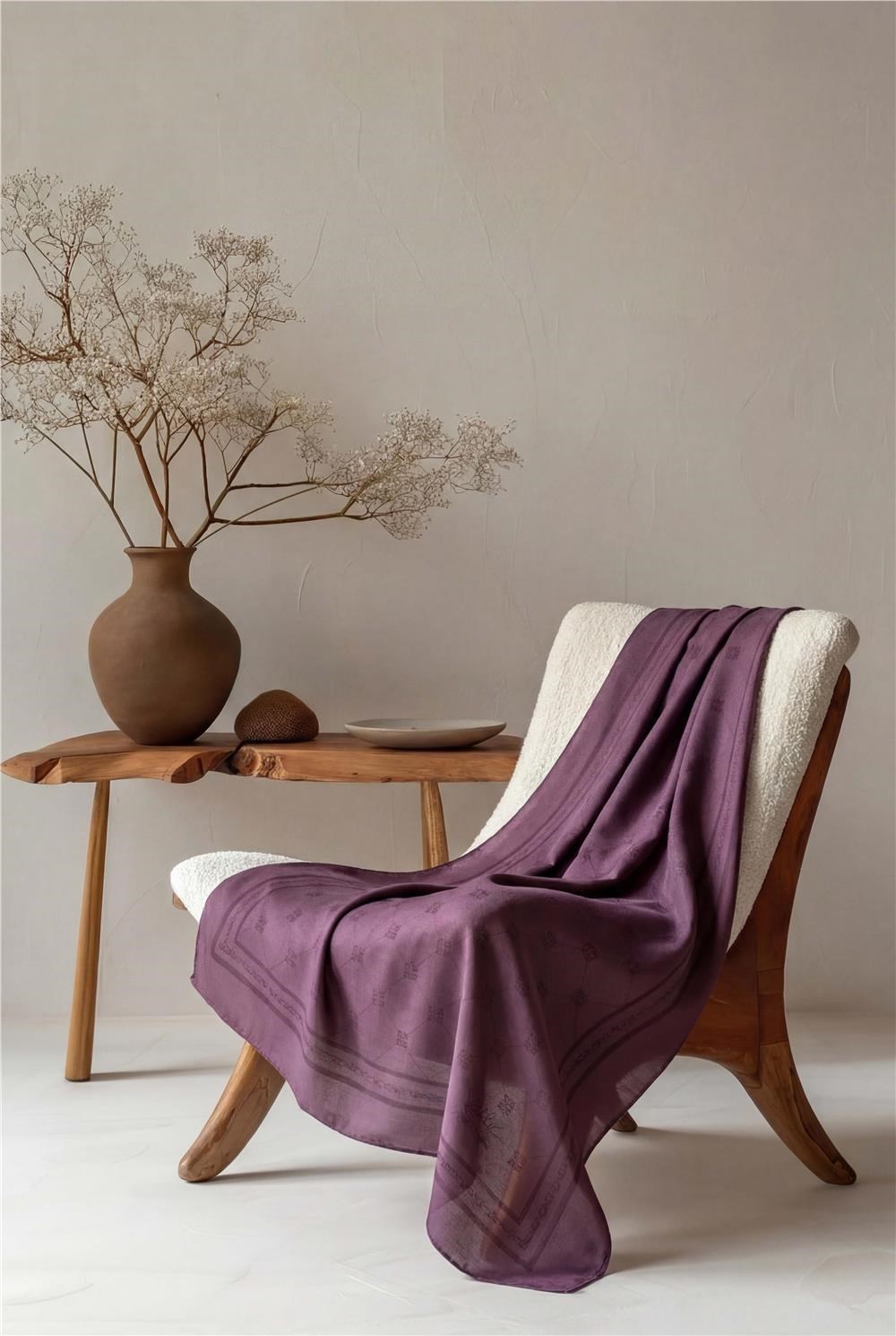 Pamuk Polyester Liva Şal Mor Nefes Alan Dokulu 90x200
