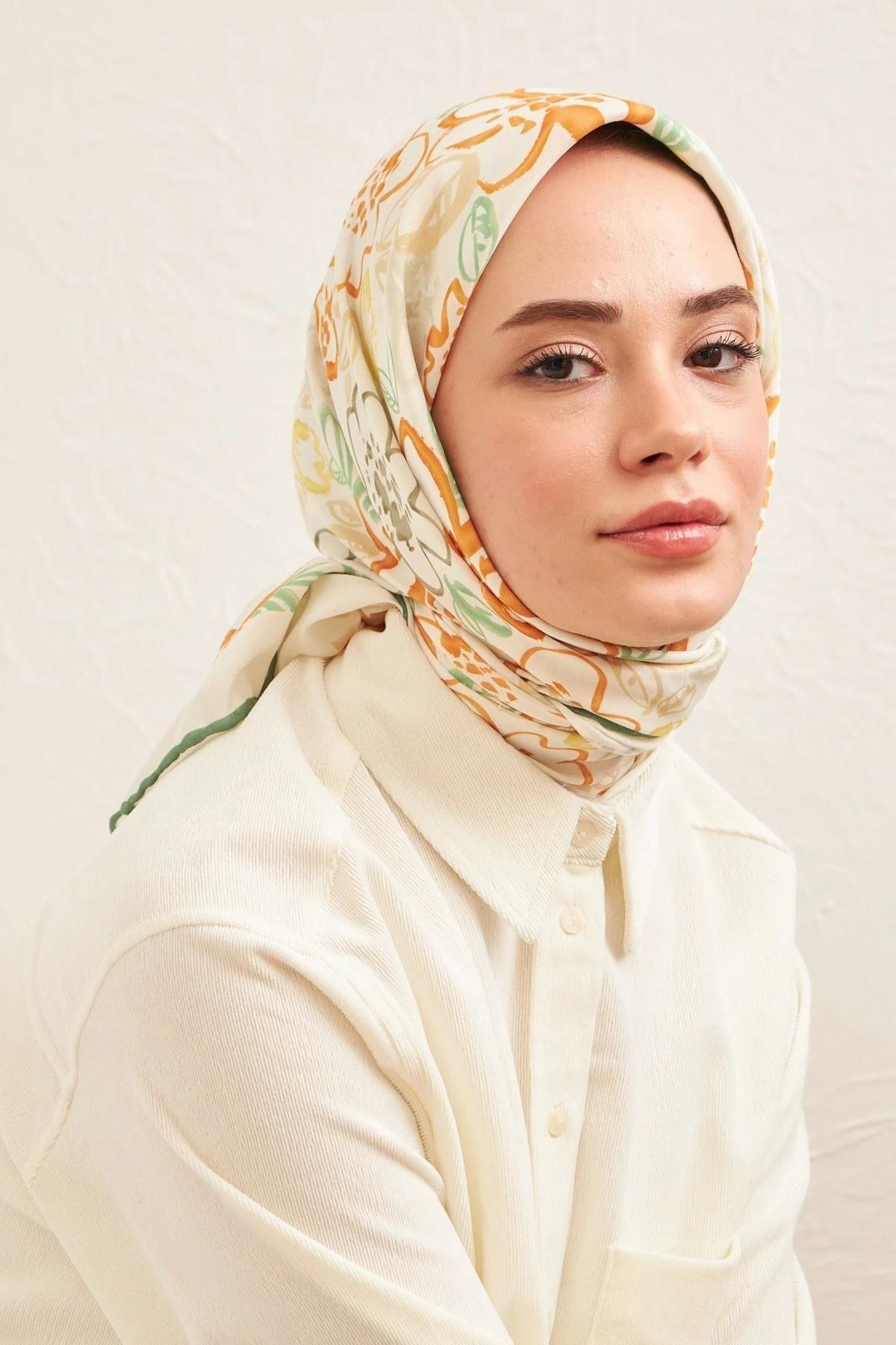 Pastel Yeşil Pamuk Viskon Eşarp Modeli