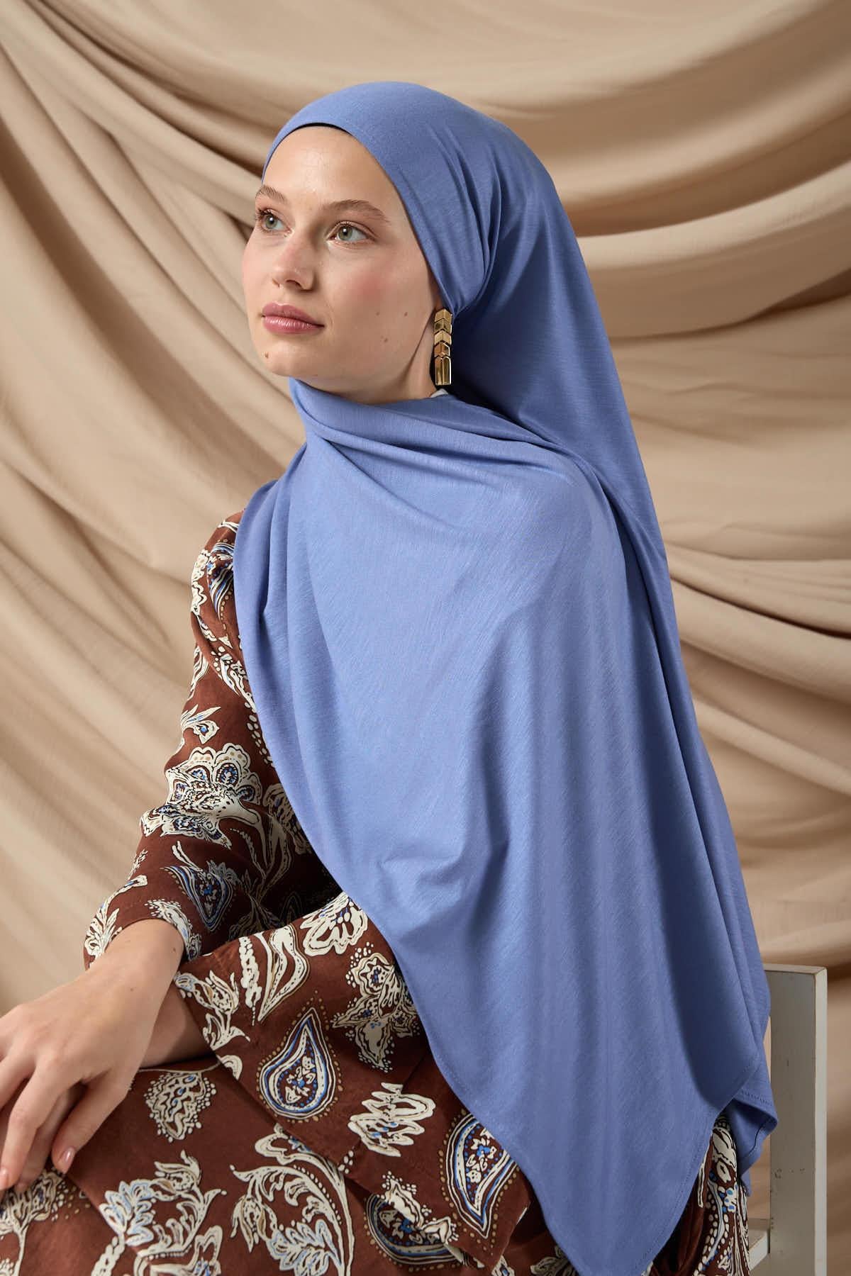 Premium Penye Şal 65002-42 Kot Mavi