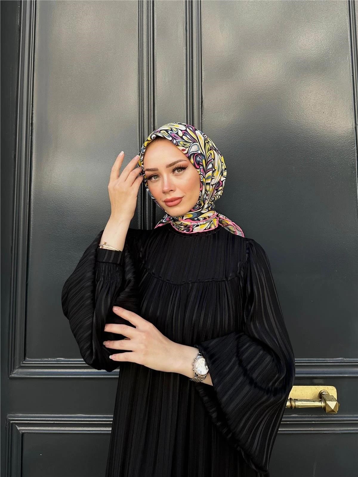 Relax Ebruli Soft Eşarp Yeşil Siyah 1147-03