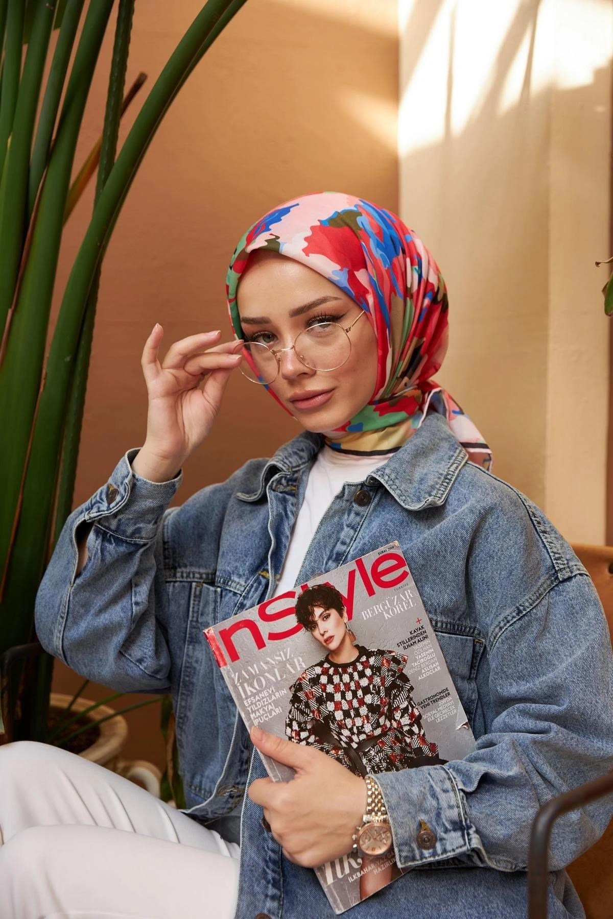 Relax Rainbow Soft Eşarp Pembe Kırmızı 1154-10