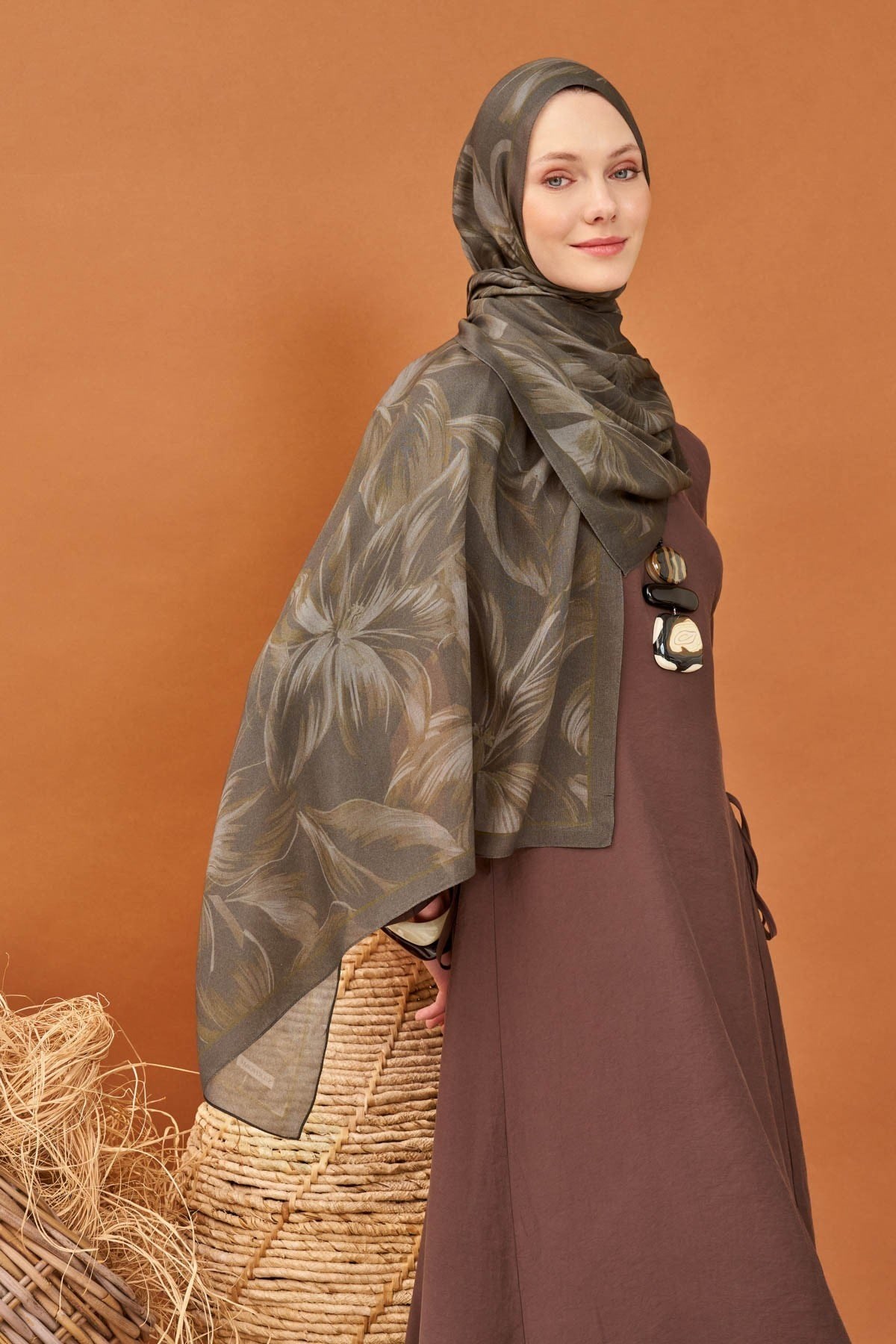 Riva Şal Tencel Bloom Antrasit