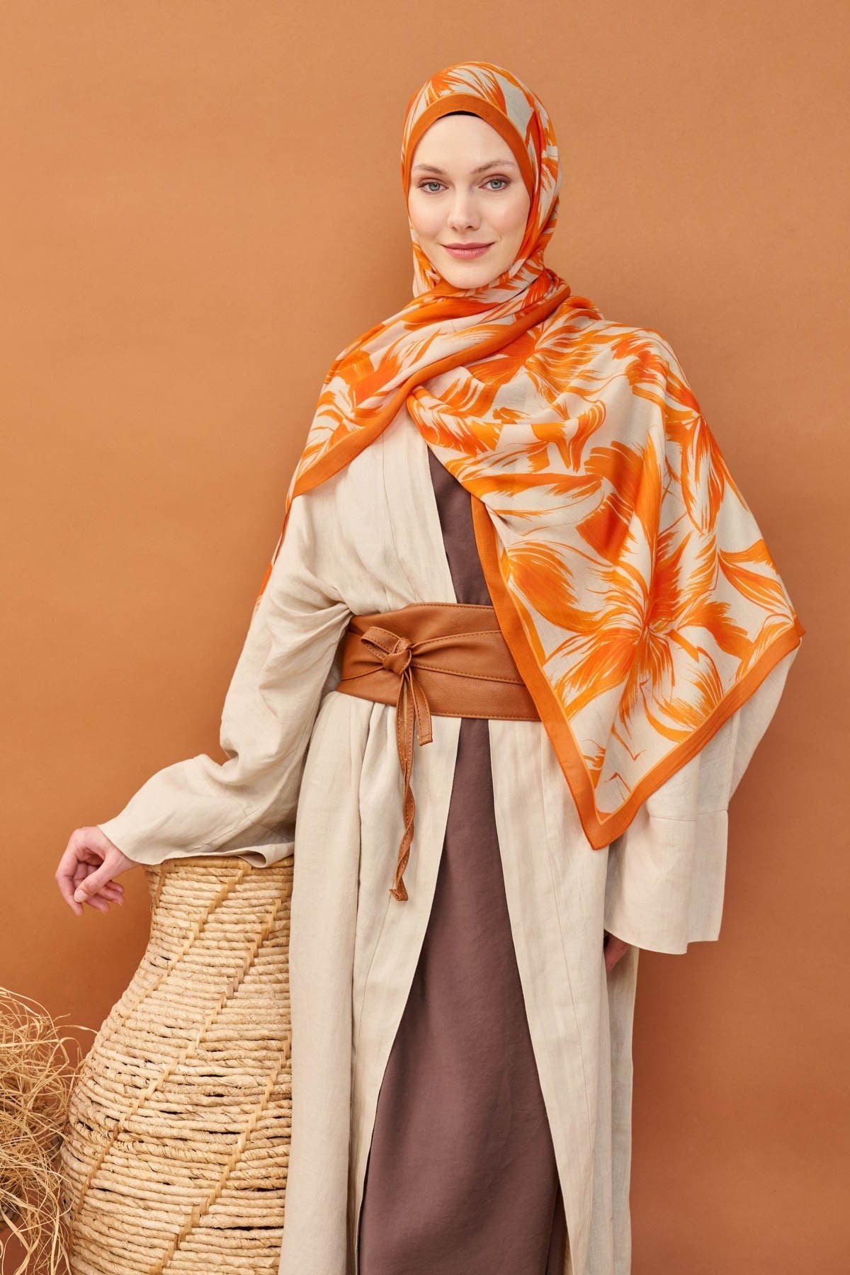 Riva Şal Tencel Bloom Turuncu