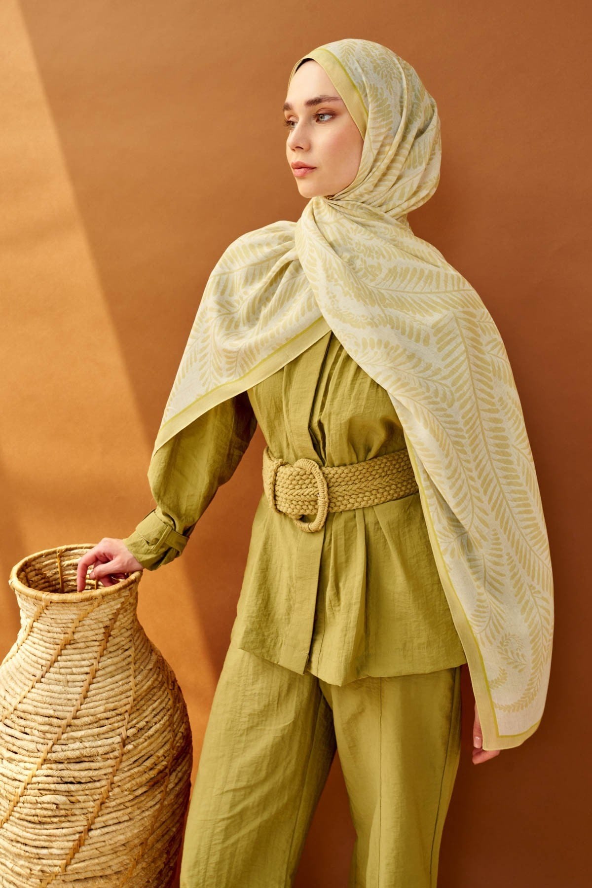 Riva Şal Tencel Boston Fern Krem