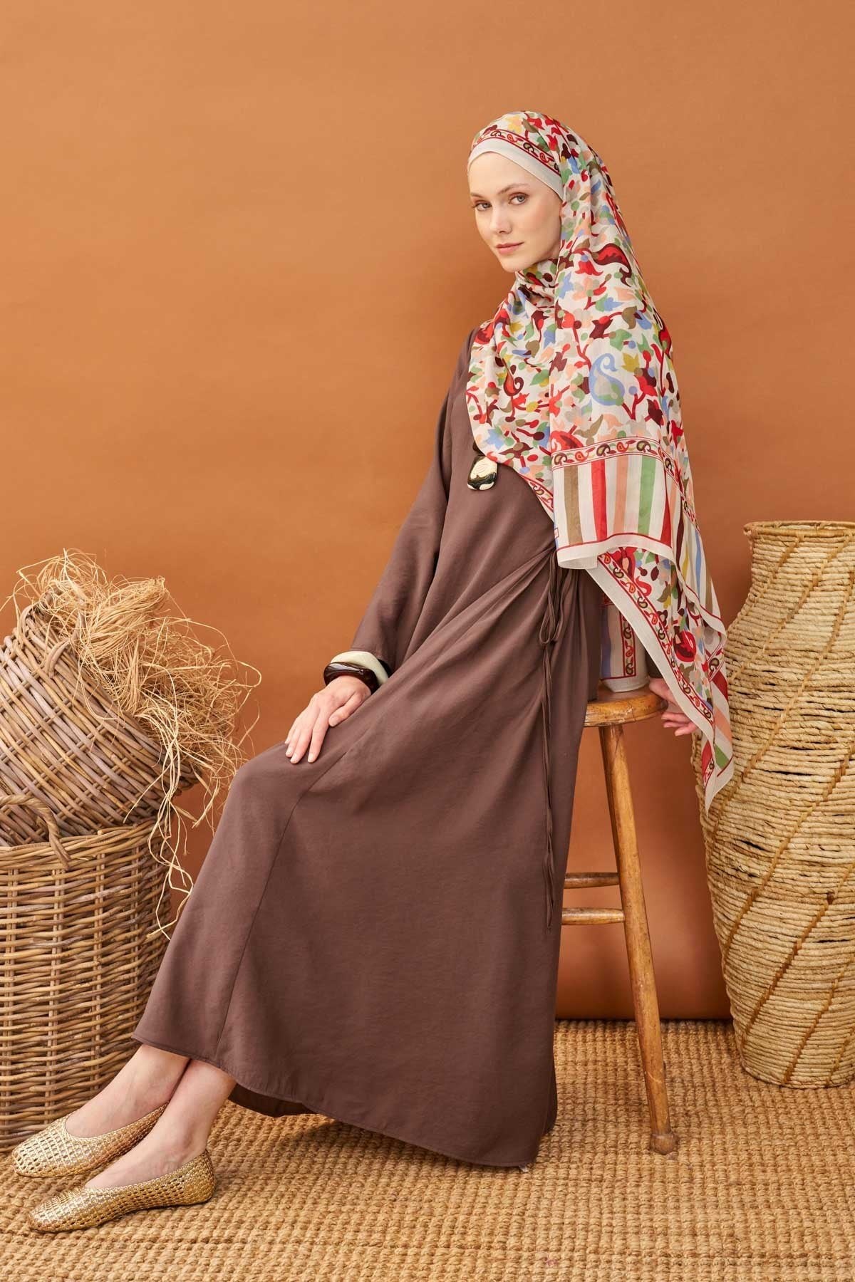 Riva Şal Tencel Botanical Floral Taş