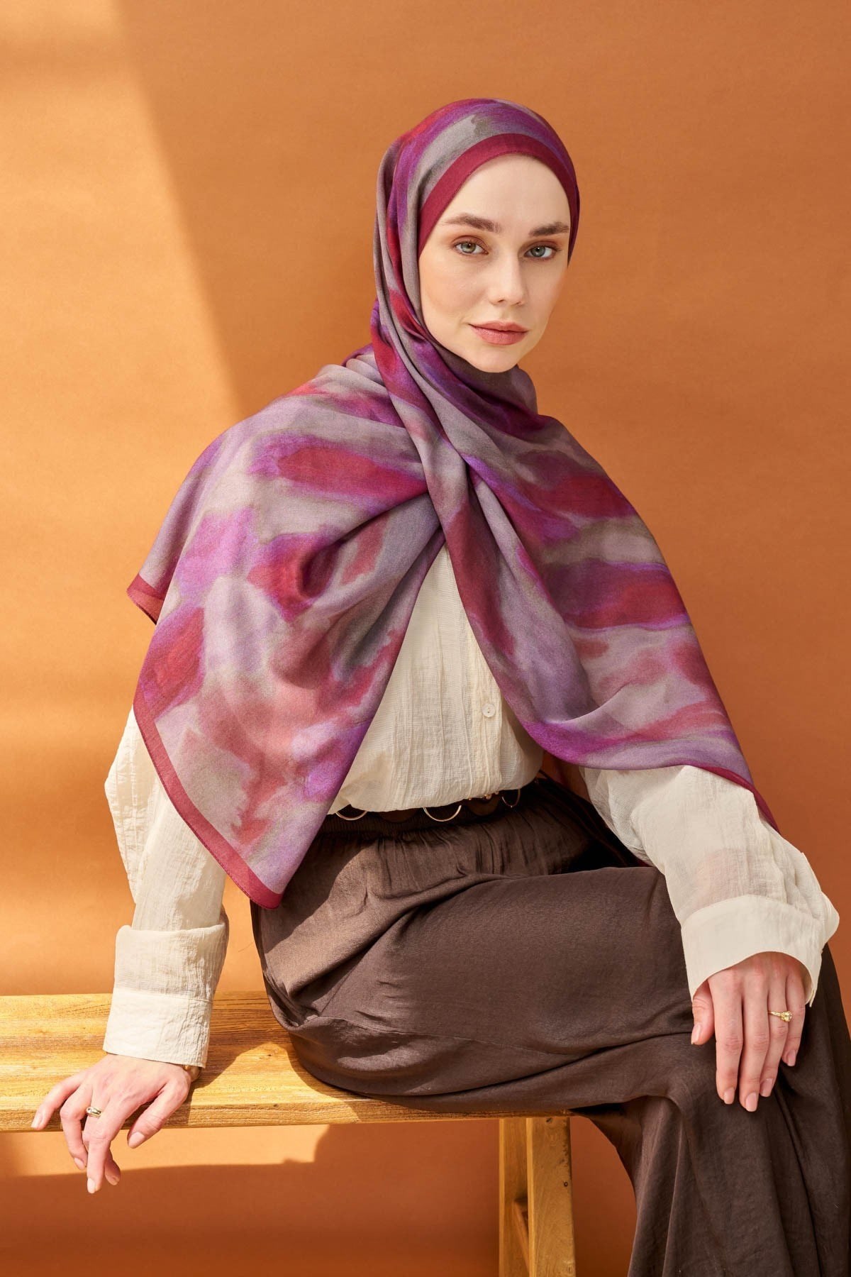 Riva Şal Tencel Cloud Mor