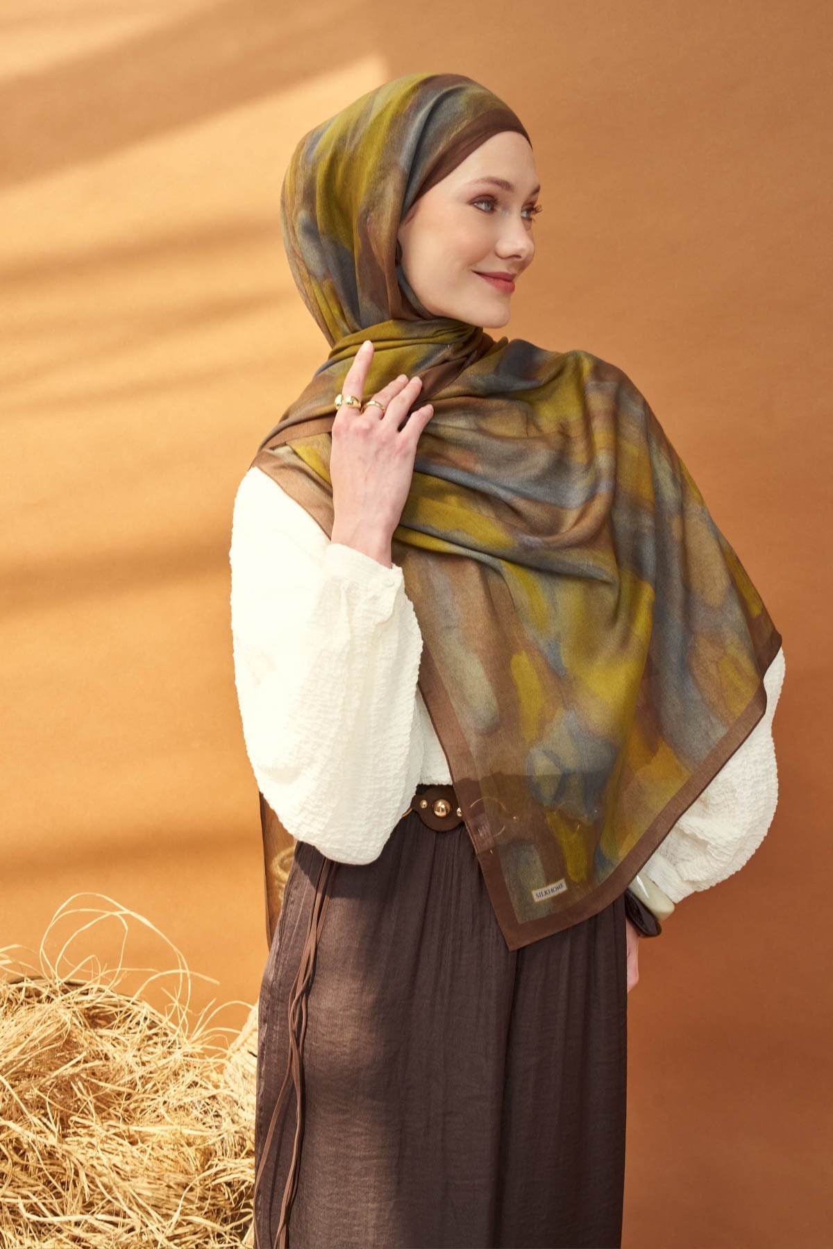 Riva Şal Tencel Cloud Zeytin Yeşili