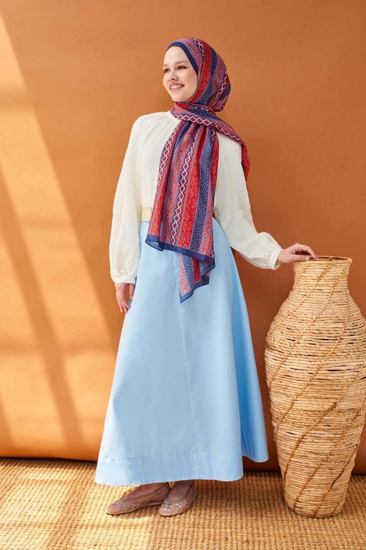 Riva Şal Tencel Ethnic Way Koyu Mavi