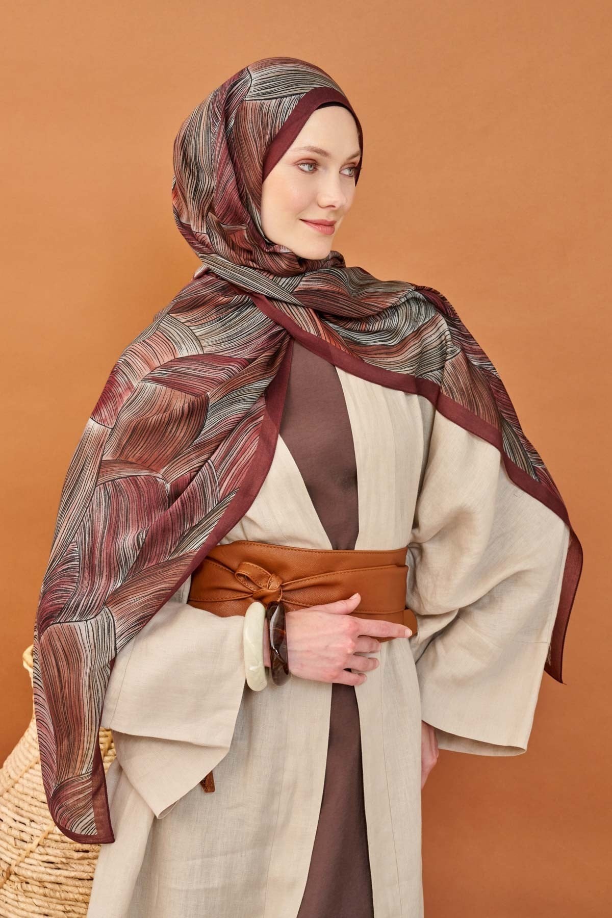 Riva Şal Tencel Flow Bordo