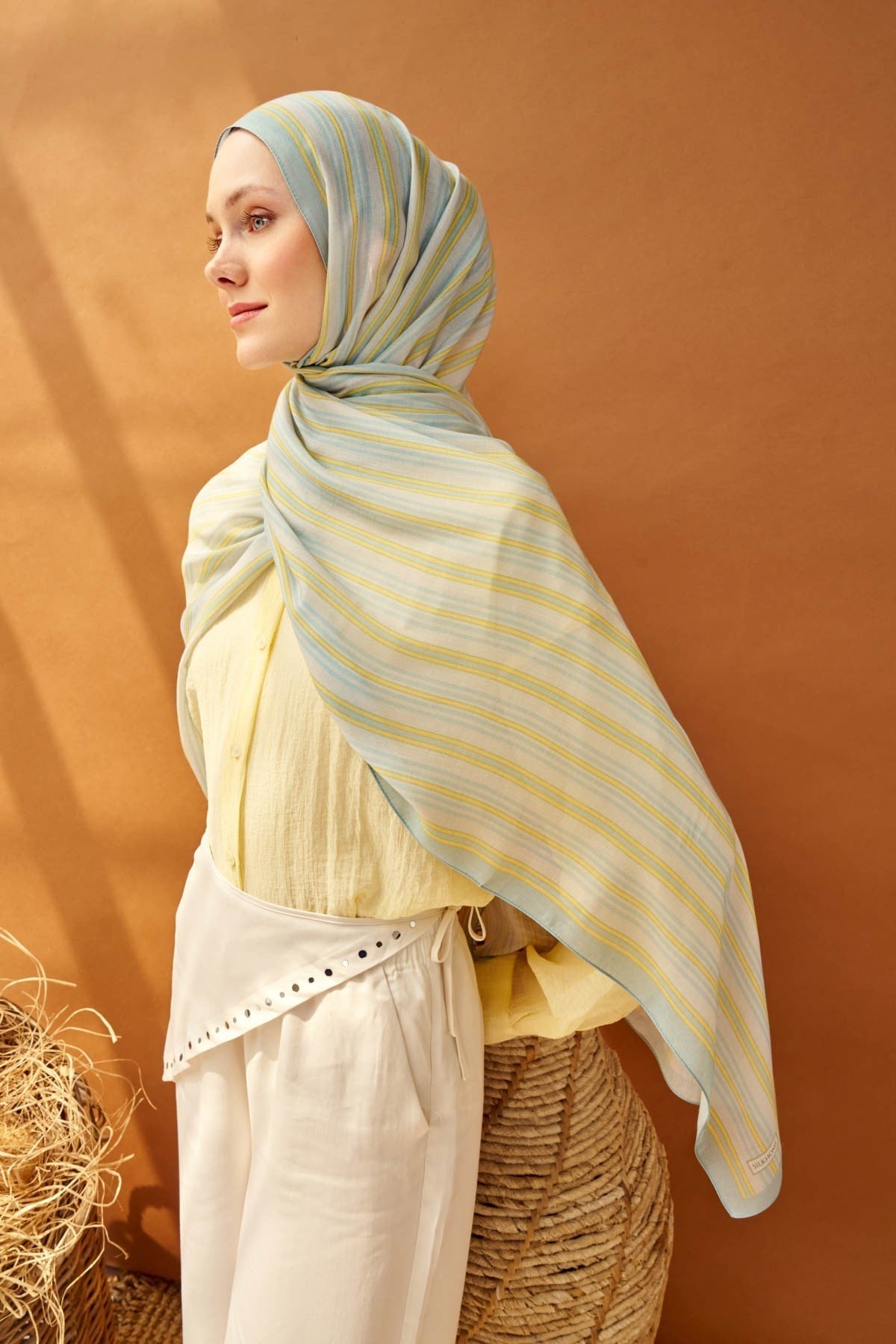 Riva Şal Tencel Line Bebe Mavisi