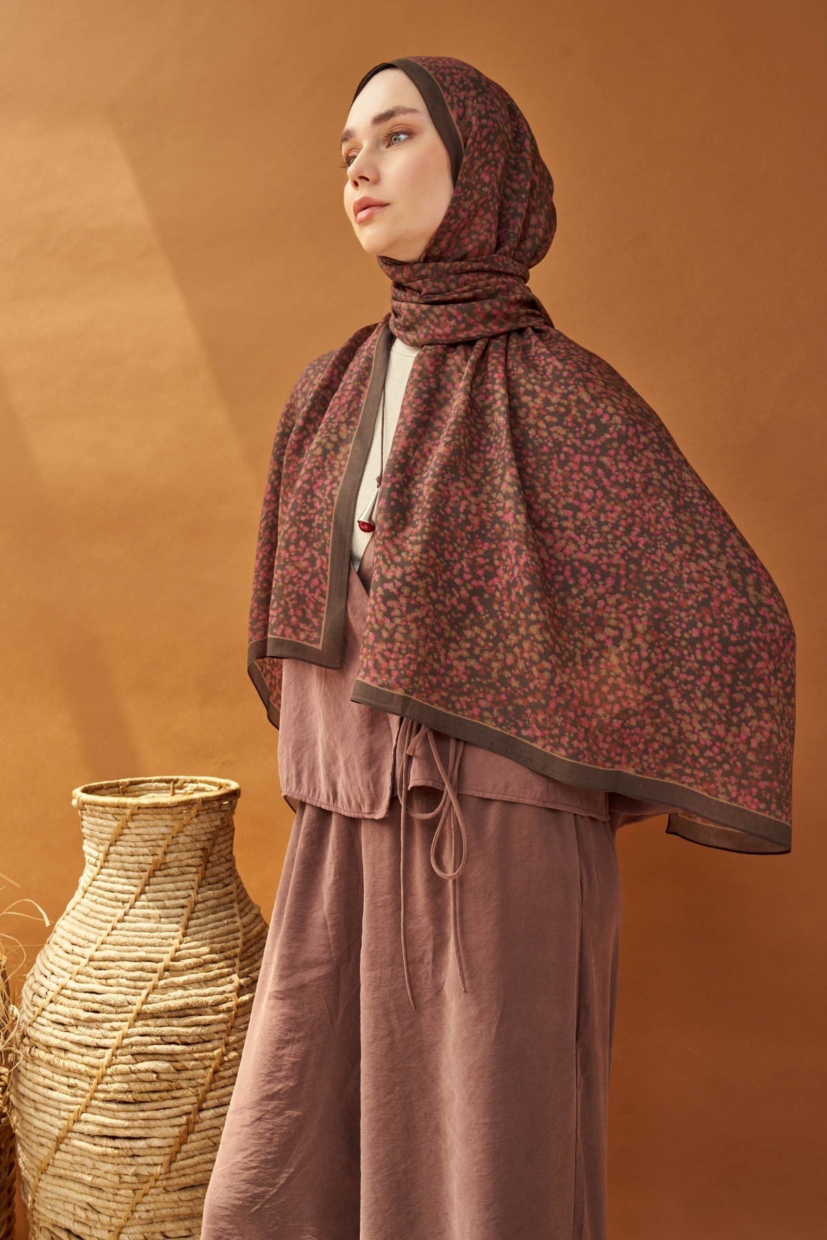 Riva Şal Tencel Secret Garden Acı Kahve