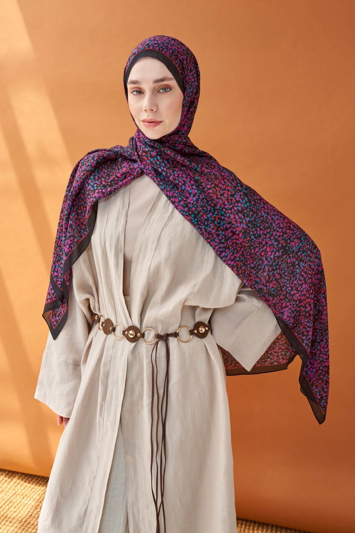 Riva Şal Tencel Secret Garden Siyah