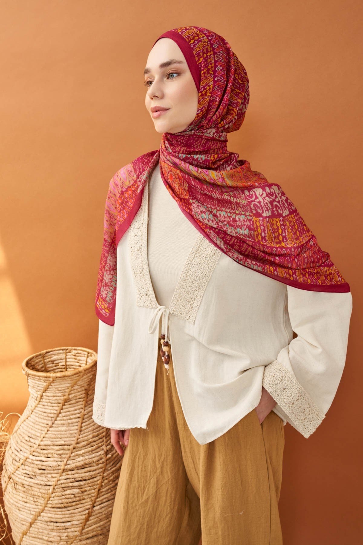 Riva Şal Tencel Terra Koyu Pembe
