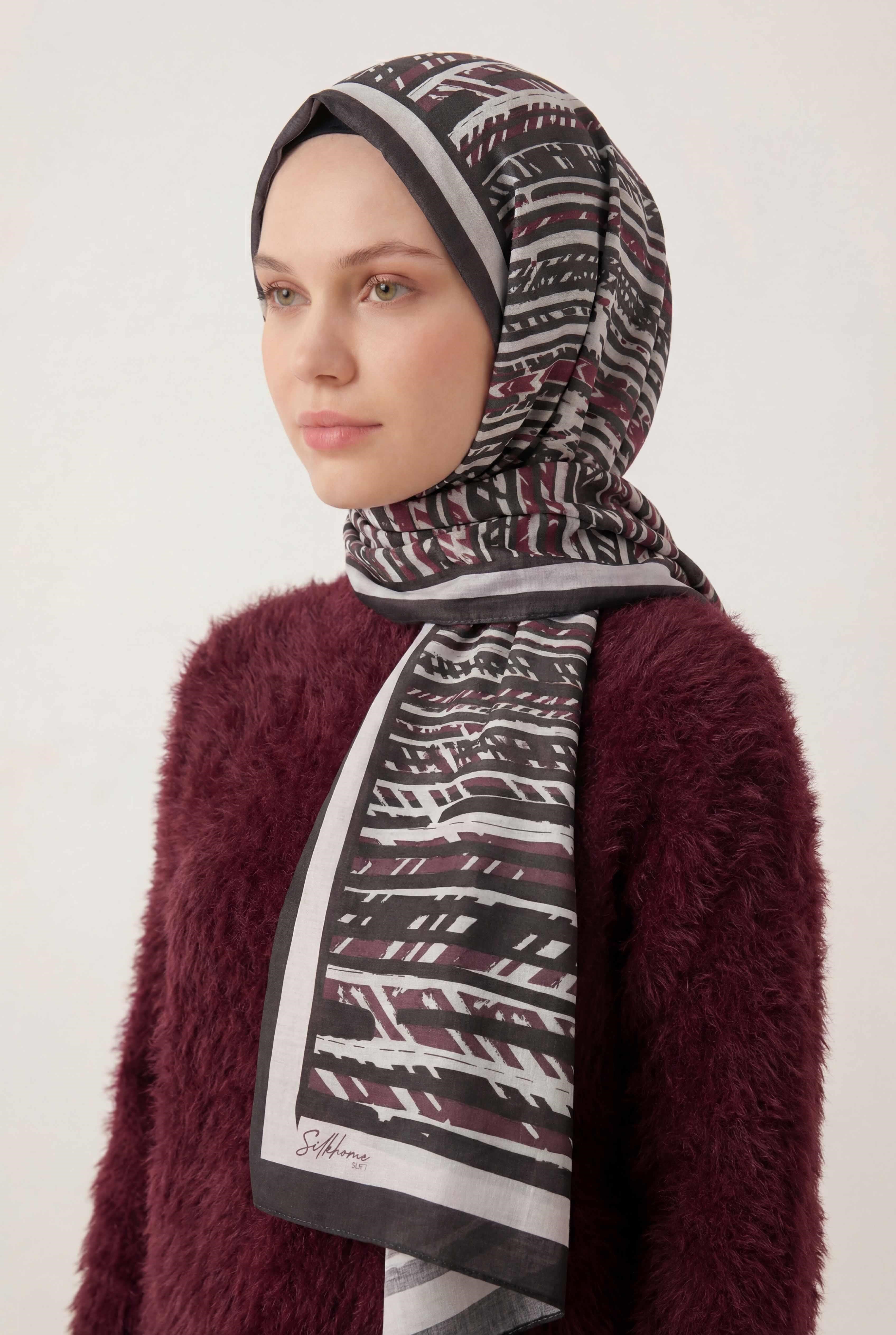 Şerit Desen Pudra 75X195 Soft Şal