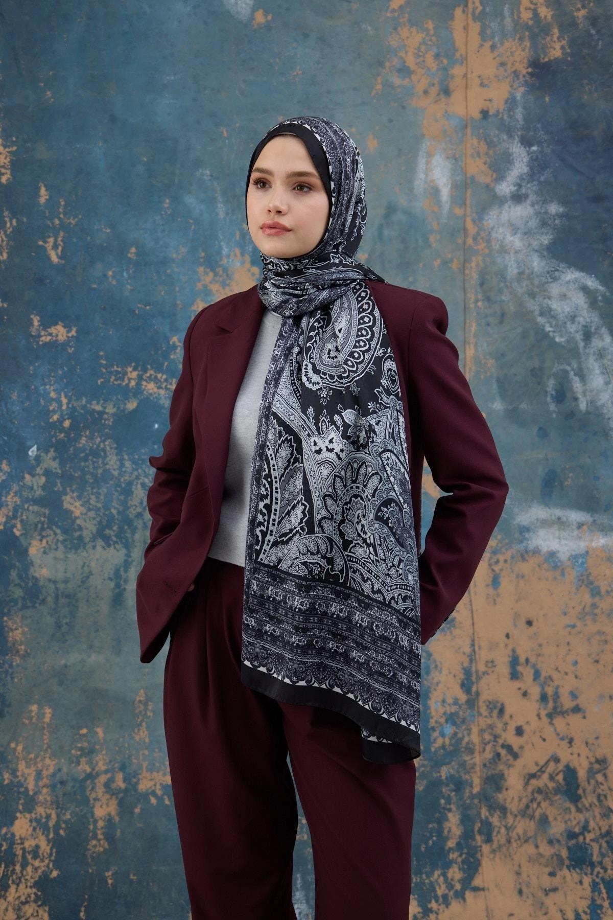 Siyah Hint Vual Şal - 5007-07