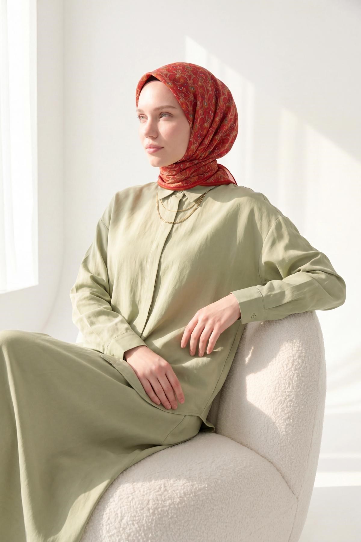 Soft Eşarp Garden Mercan 90x90