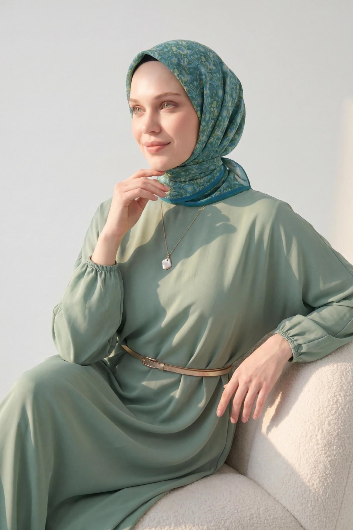 Soft Eşarp Garden Yeşil 90x90