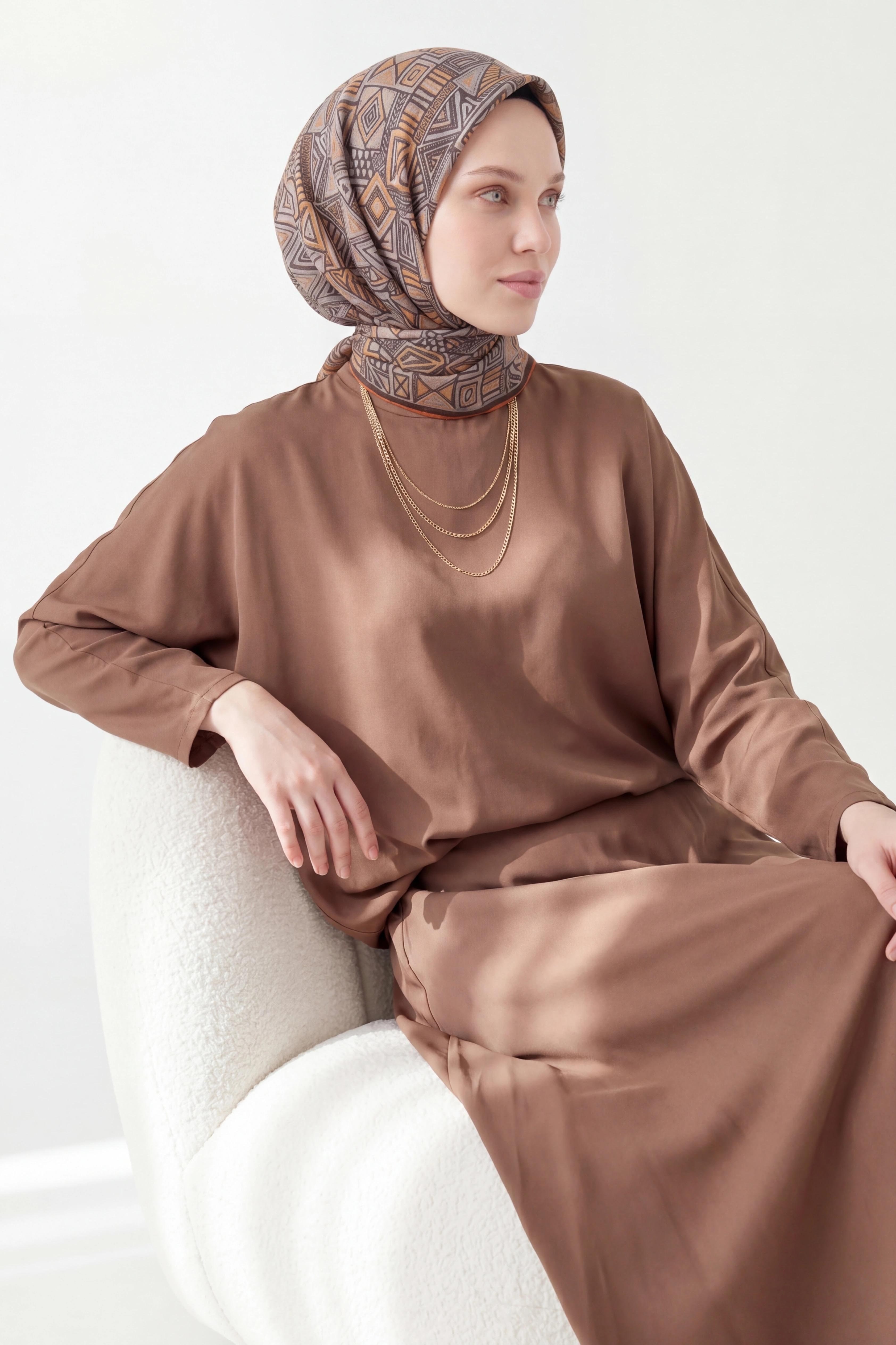 Soft Eşarp Geometrik Antrasit