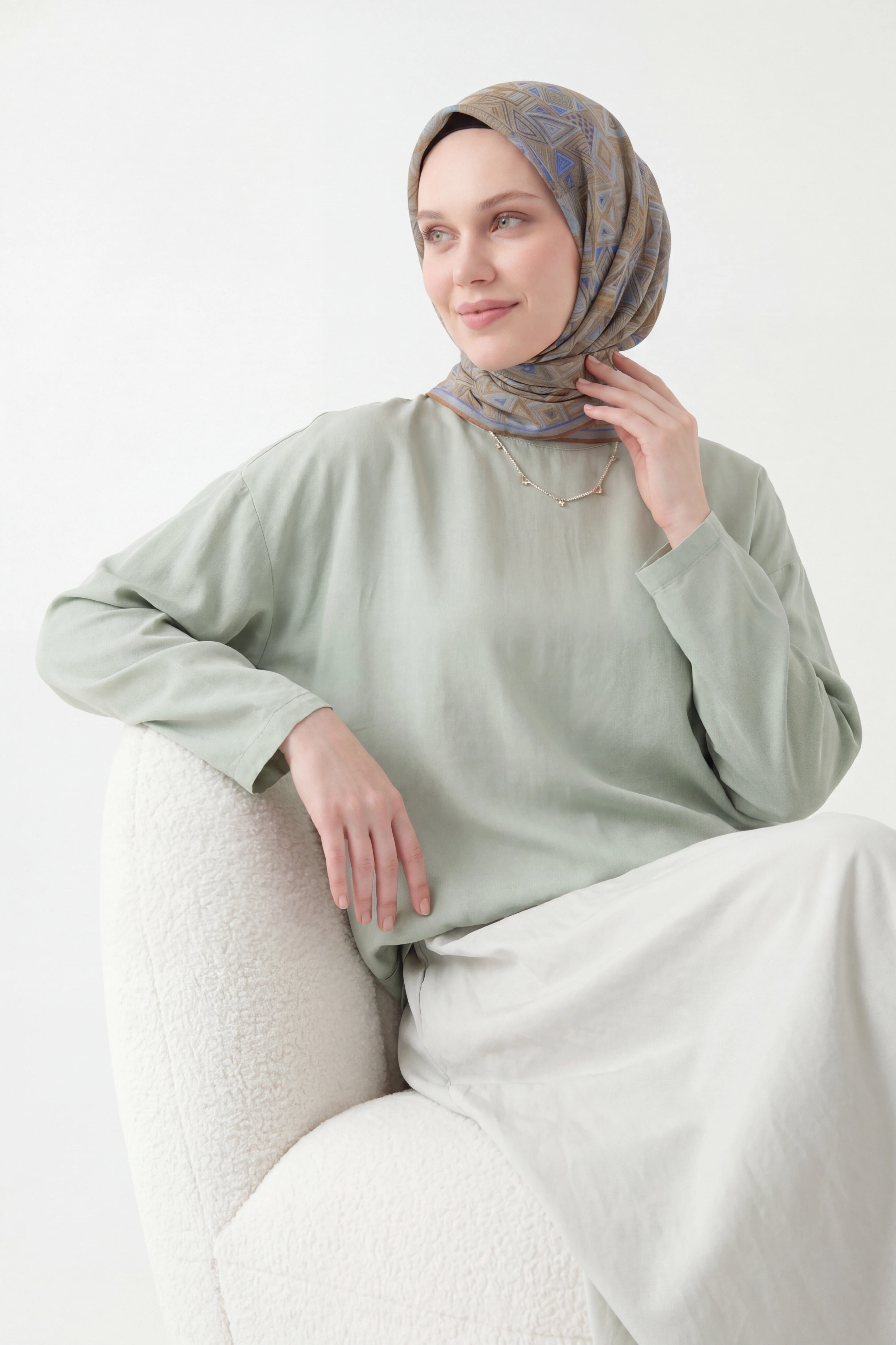 Soft Eşarp Geometrik Hardal