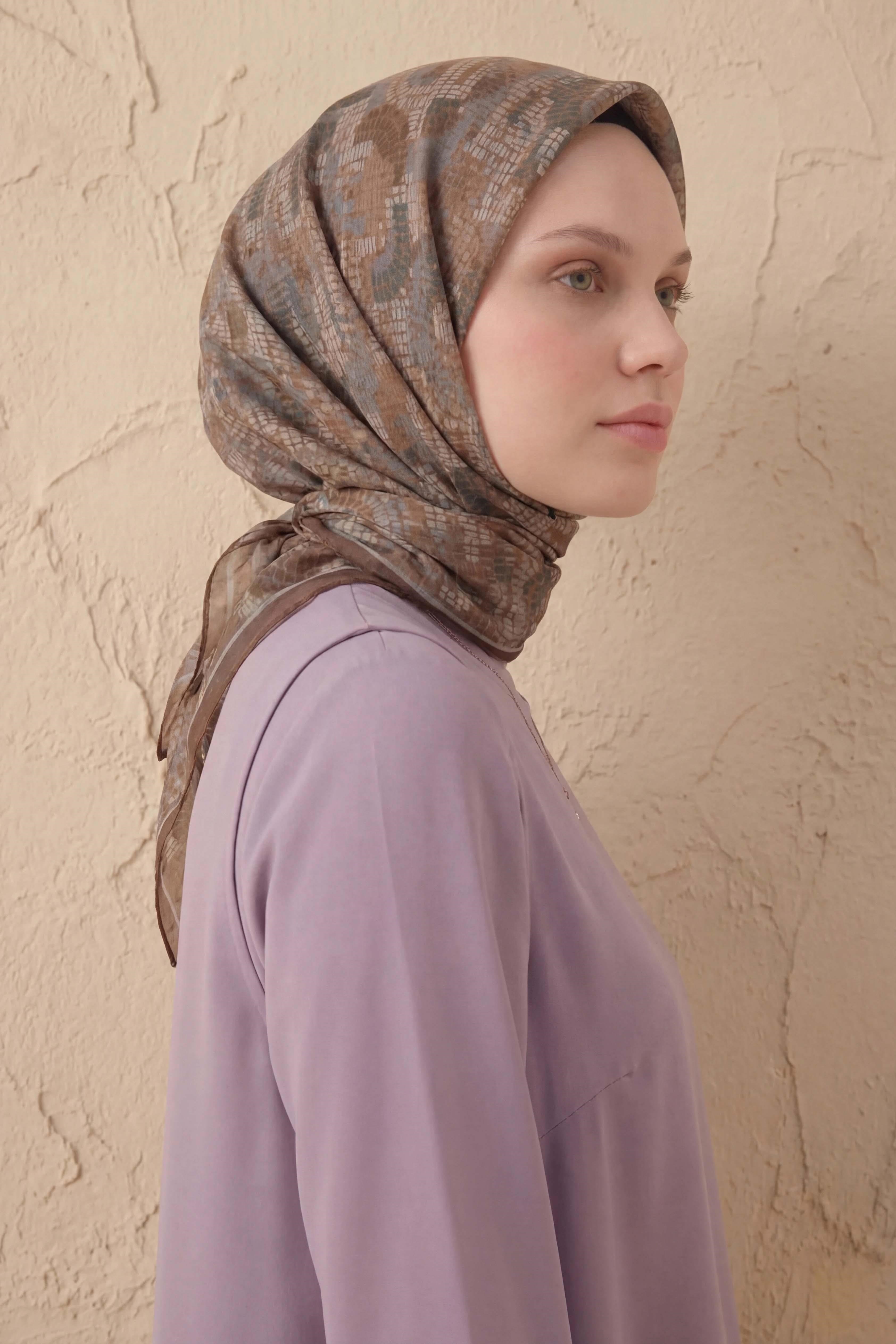 Soft Eşarp Melodi Desen Mocha 90x90
